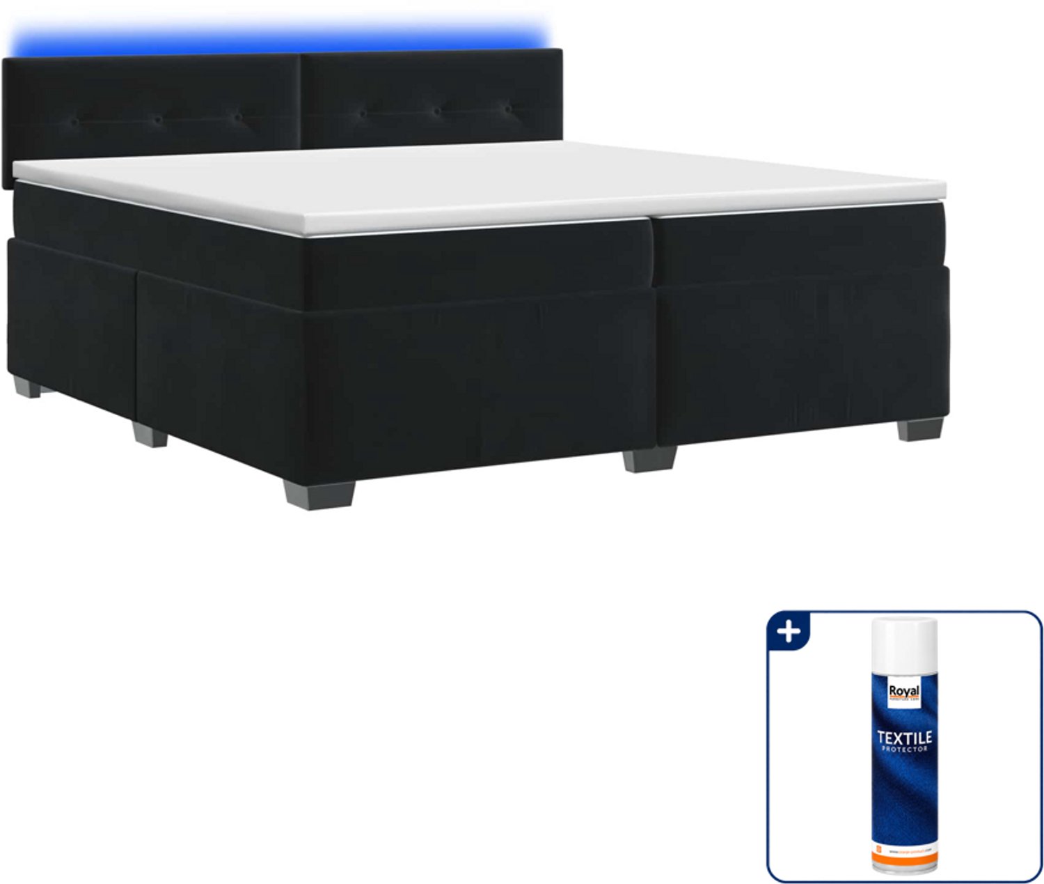 vidaXL boxspring - 200 x 200 cm - zwart - Inclusief textielbeschermer 500 ml