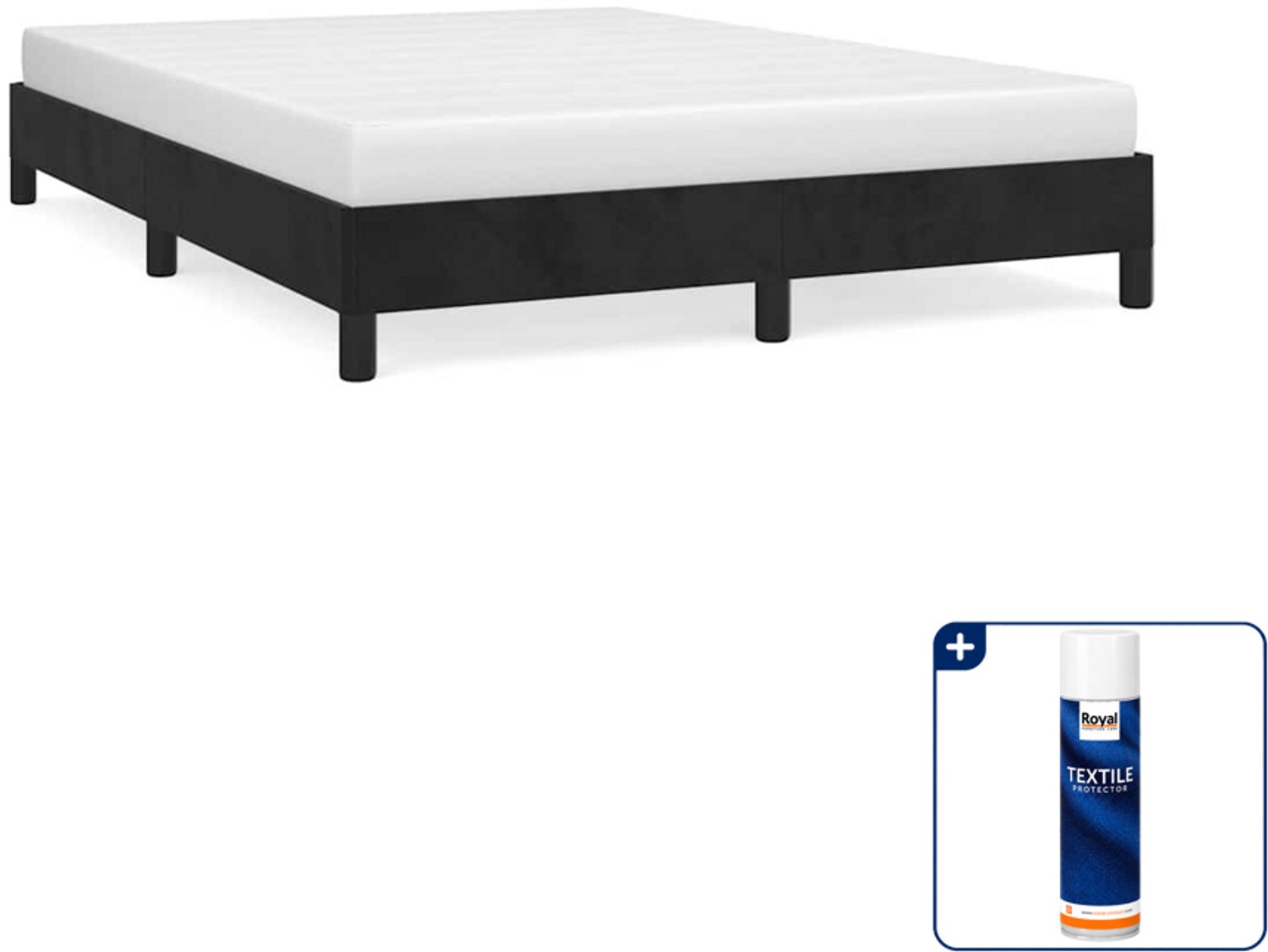 vidaXL bedframe - 140 x 190 cm - fluweel - zwart - Inclusief textielbeschermer 500 ml