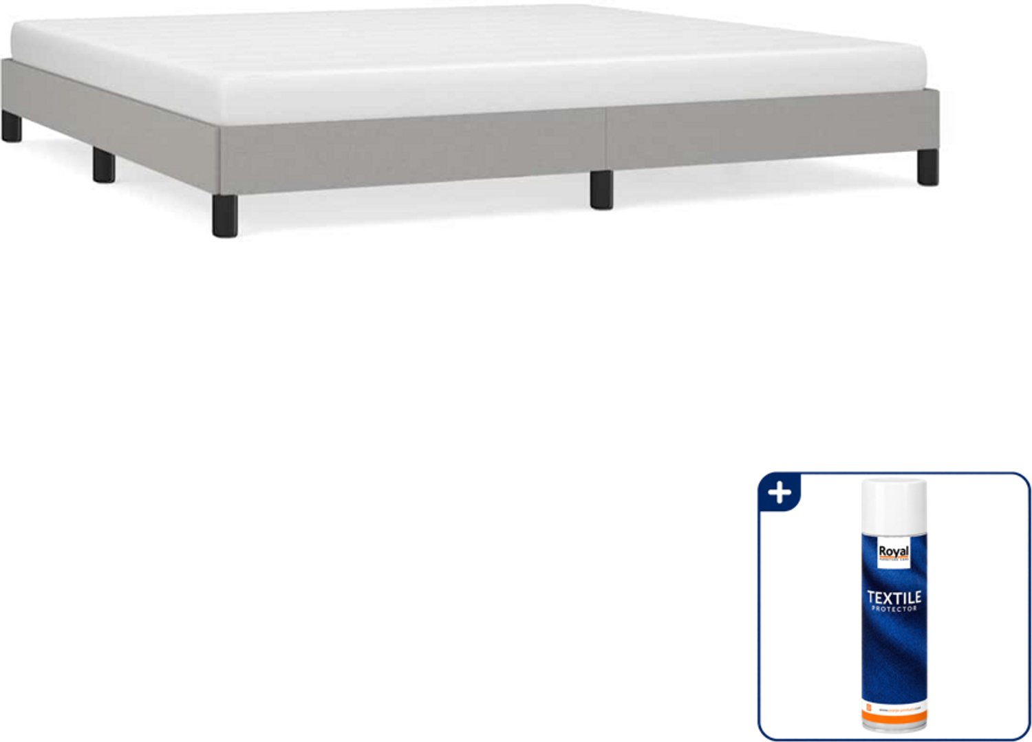 vidaXL Bedframe - 200 x 200 cm - stof - lichtgrijs - Inclusief textielbeschermer 500 ml