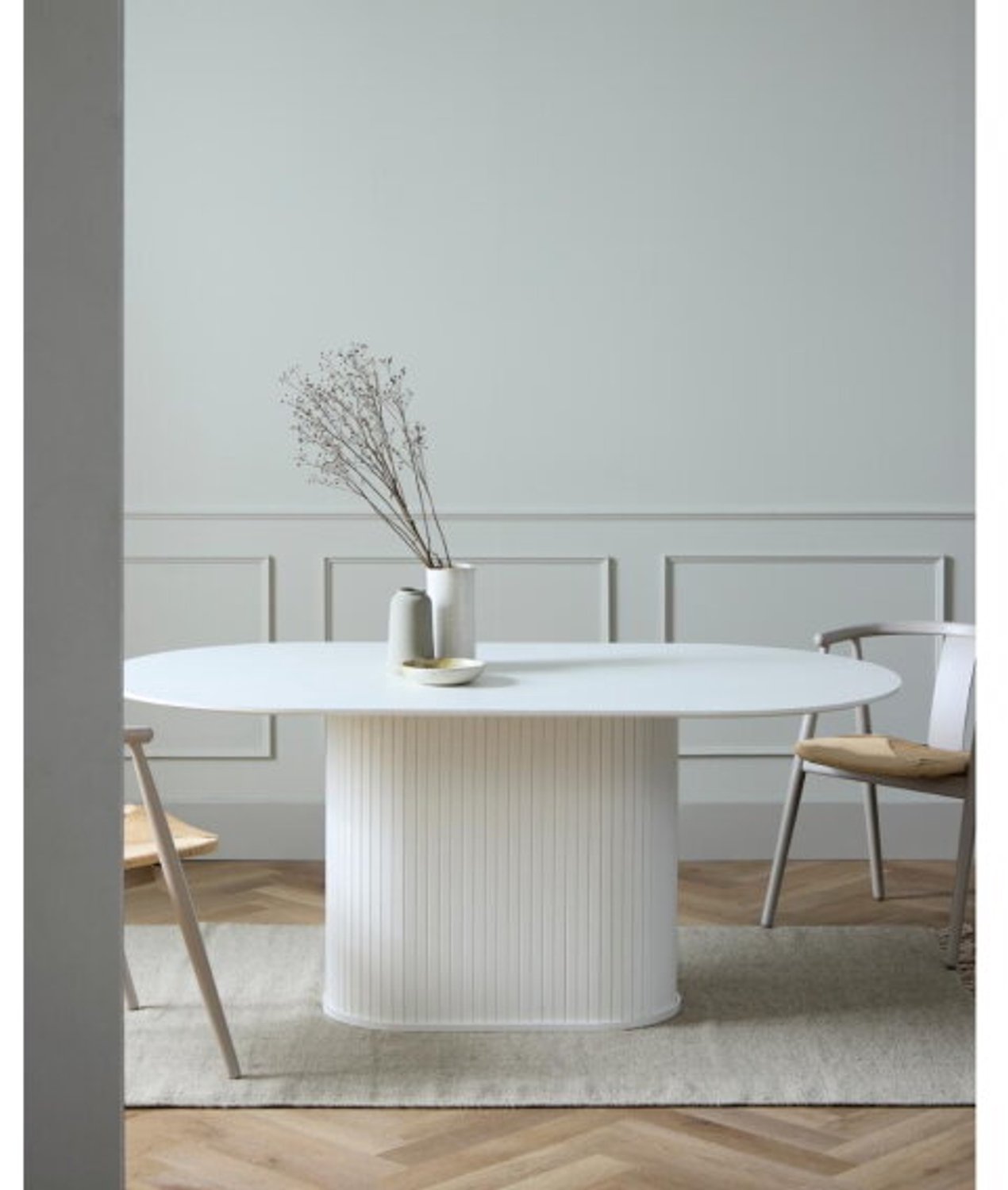 Meubelplaats Eettafel Nola ovaal - eikenfineer wit - 180x95x75 cm
