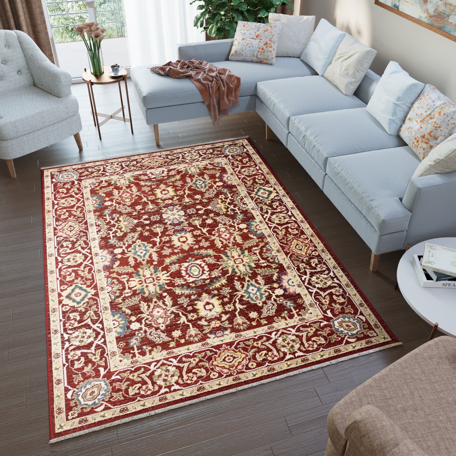 Tapiso Rivoli Vloerkleed Vintage Rood Oosters Oriental Tapijt Maat- 140x200 Rood 2