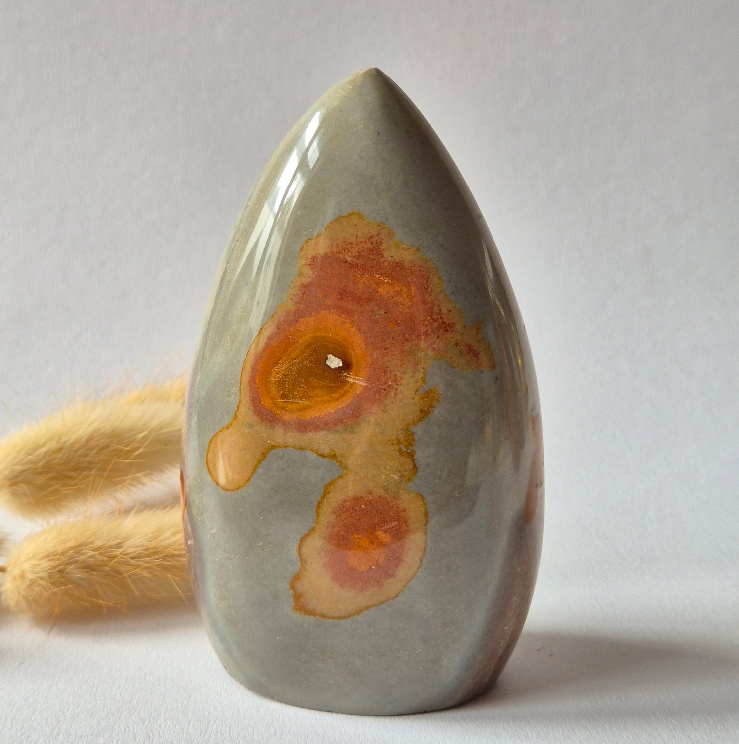 Moonlight Gemstones Ocean Jasper Polychroom Edelsteen Flame 335g – Rood Oranje Uniek Patroon Meerkleurig