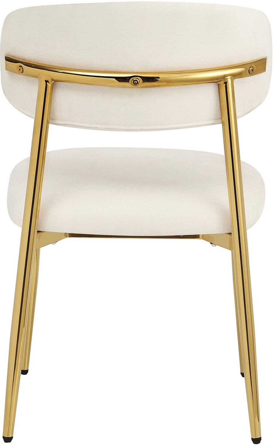 MUVANO Witte eetkamerstoelen set van 4 - Polyester bekleding - Goudkleurig ijzeren onderstel - Verstelbare voetjes - Zitvlak 50 x 46 cm - Keuken