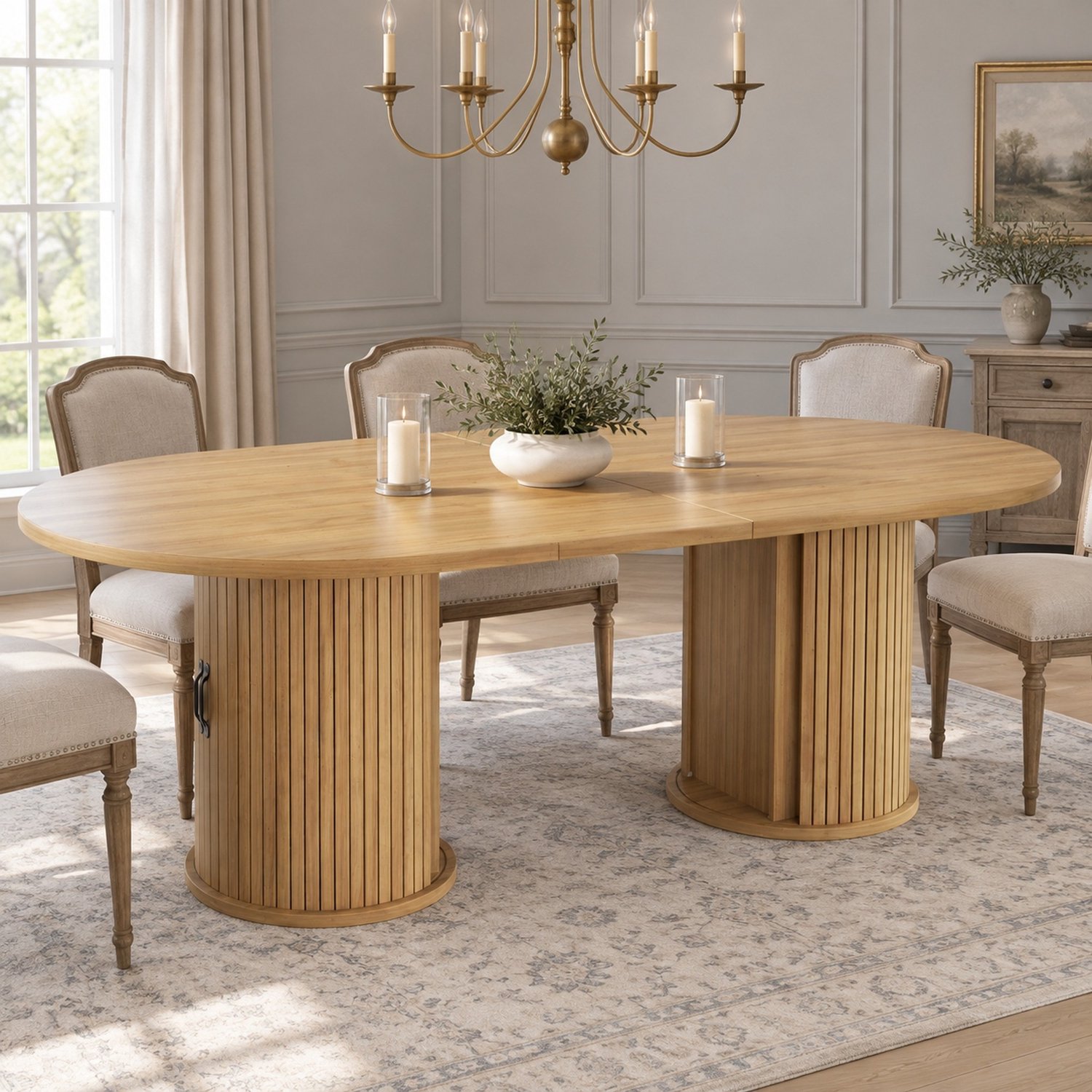 Maisentiel Uitschuifbare eettafel met verborgen opbergruimte - naturel - 150-190 x 80 cm Naturelbruin