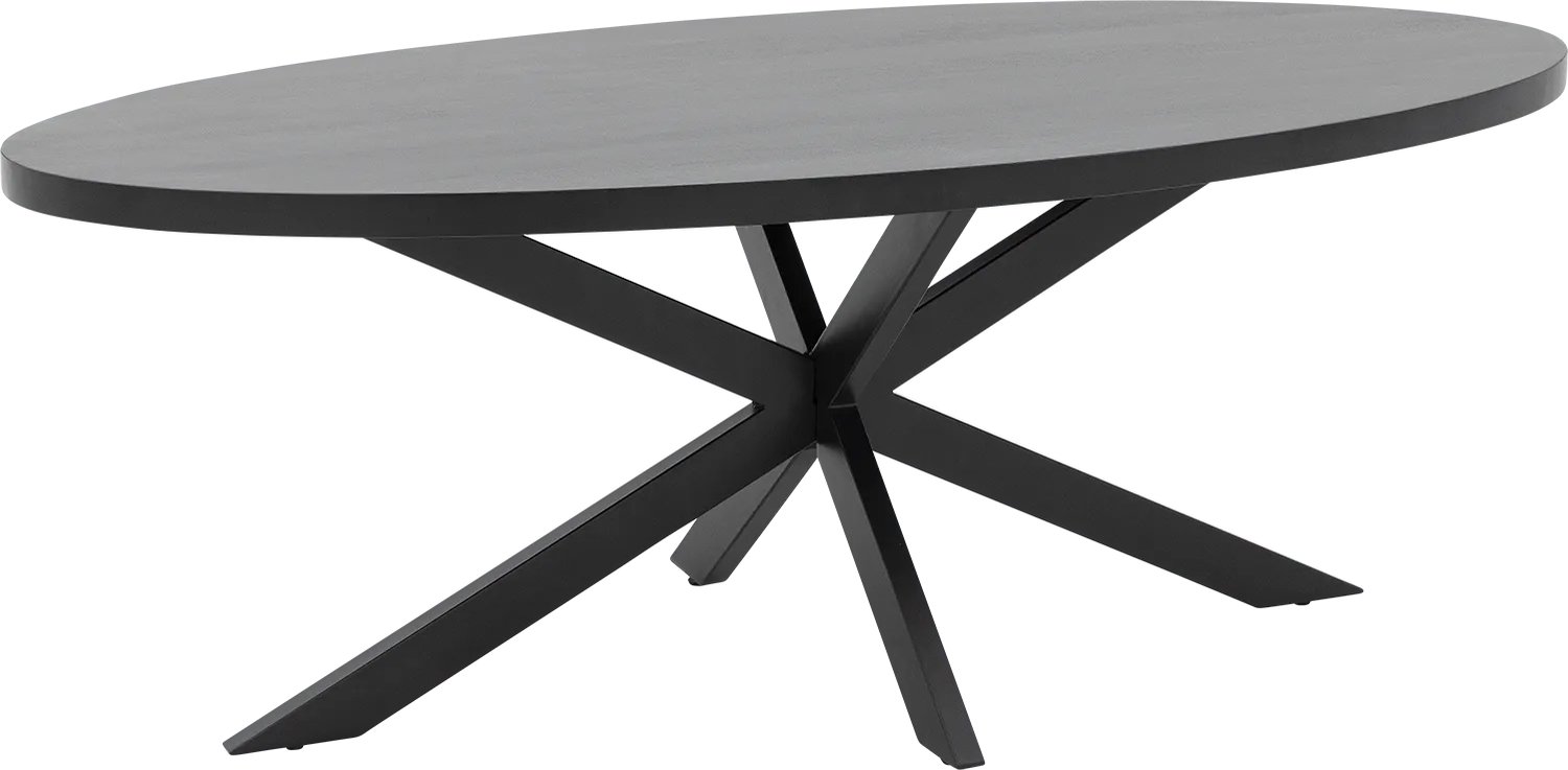 Goossens Eettafel Lecca - 210 x 76 x 100 - mango - zwart - ovaal