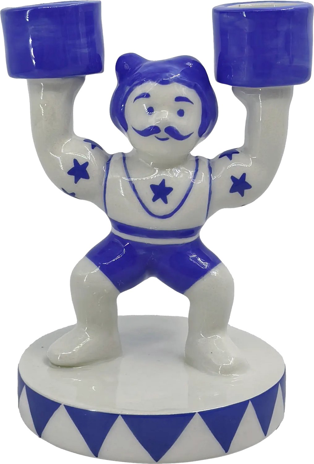 Kitsch Kitchen Kitsch Royale kandelaar mr. Gaston pilaar 12,5x9cm Blauw