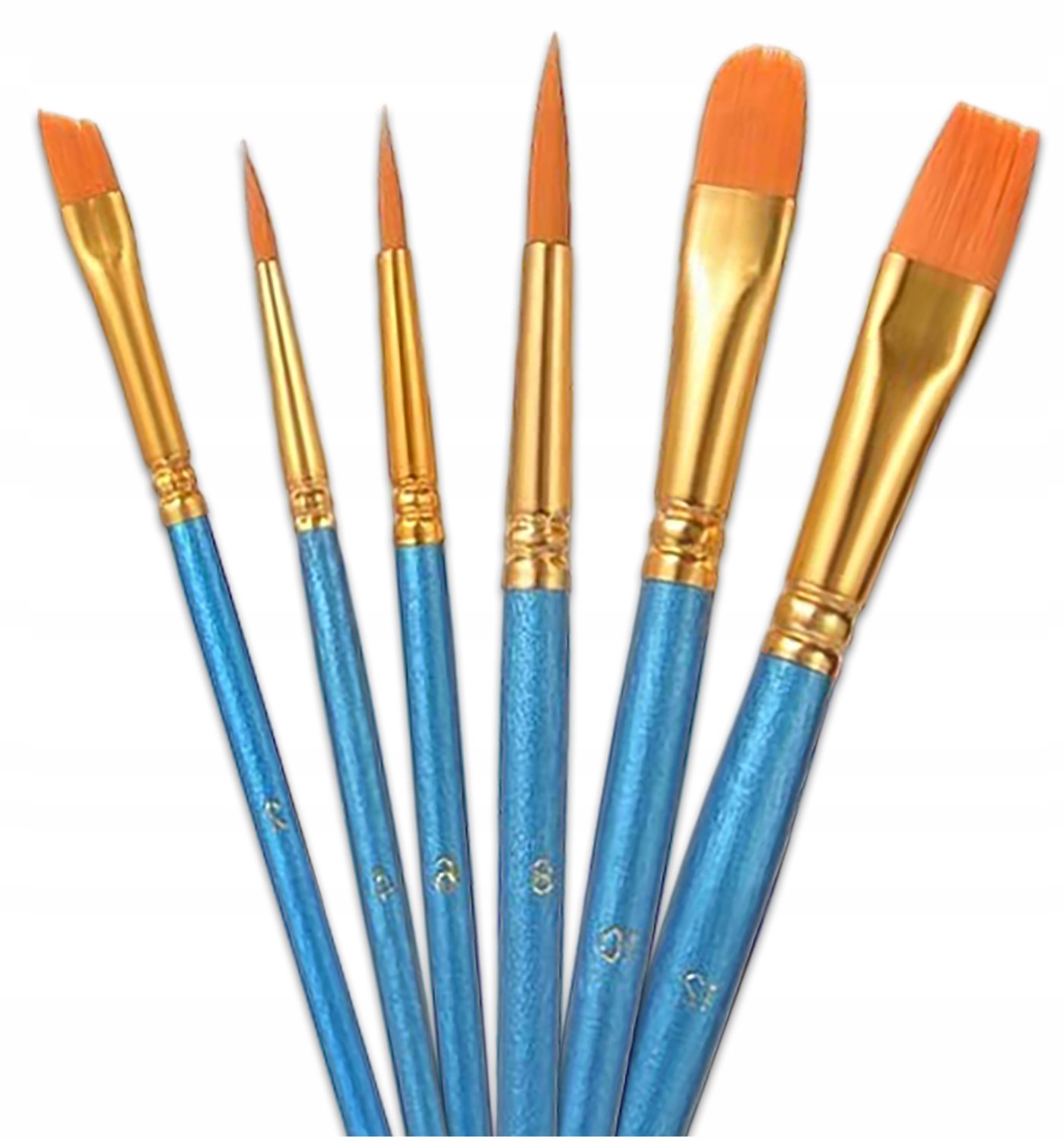Professionele Synthetische Kwasten Set - 6 Stuks voor Kunstenaars