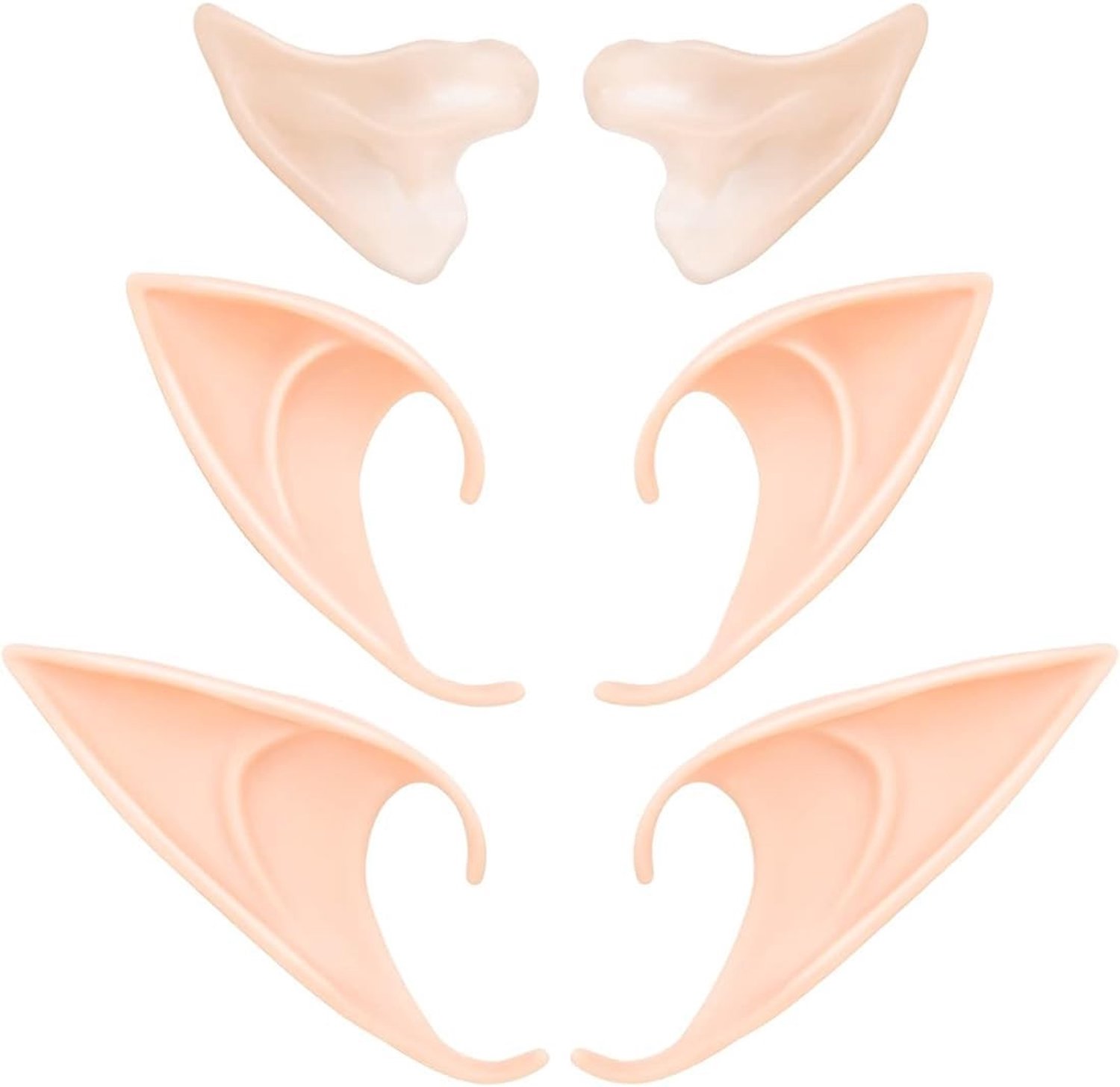 3 Paar Elforen, Puntige Feestoren van Latex voor Cosplay, Halloween, Mardi Gras en Feestdecoraties