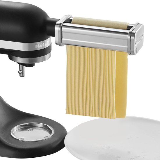 Pasta-accessoire voor KitchenAid staande mixer- roestvrijstalen pastaroller- en snijset inclusief pastaroller- spaghetti- en fettuccinesnijder- pastamaker met 8 instelbare dikteknoppen- 3 stuks — afbeelding 3