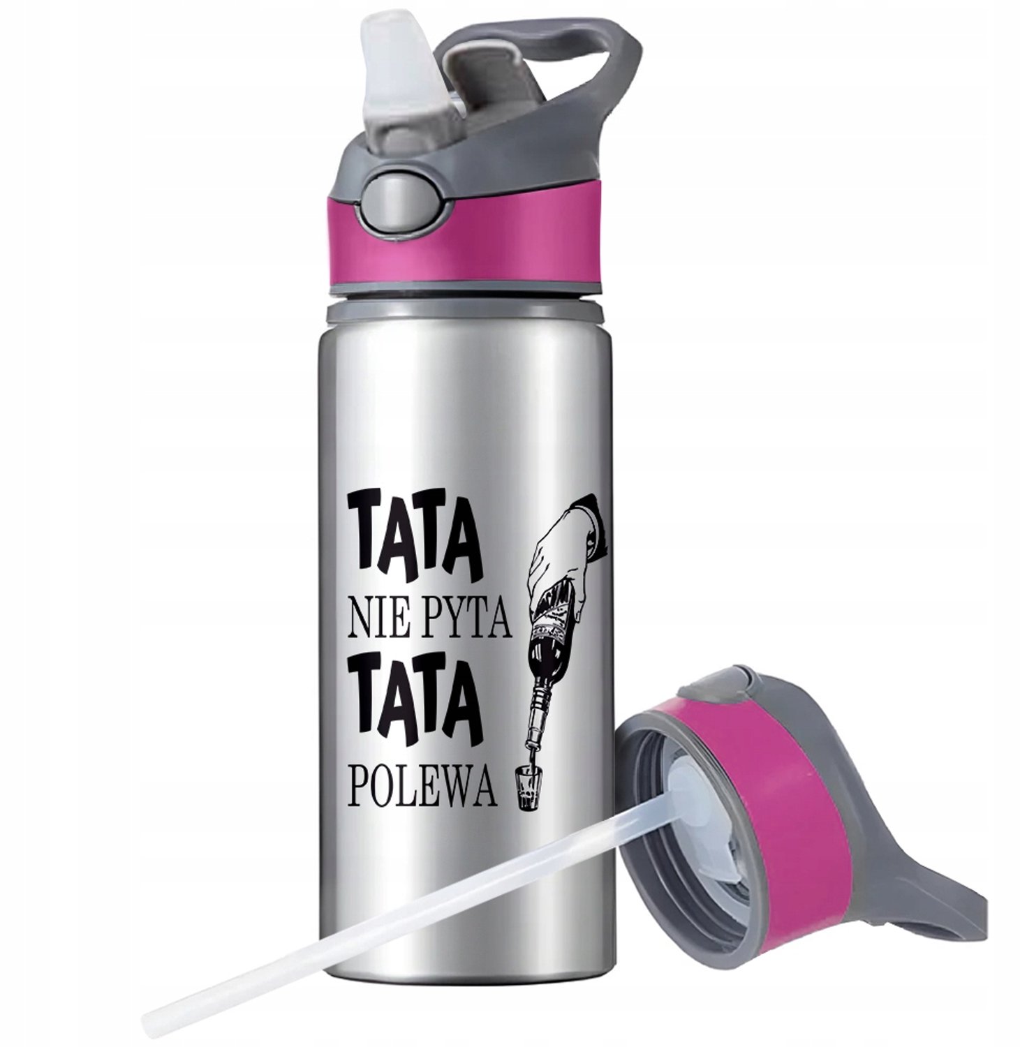 Aluminium Sport Bidon 650ml met Rietje en Handvat - Merkloos