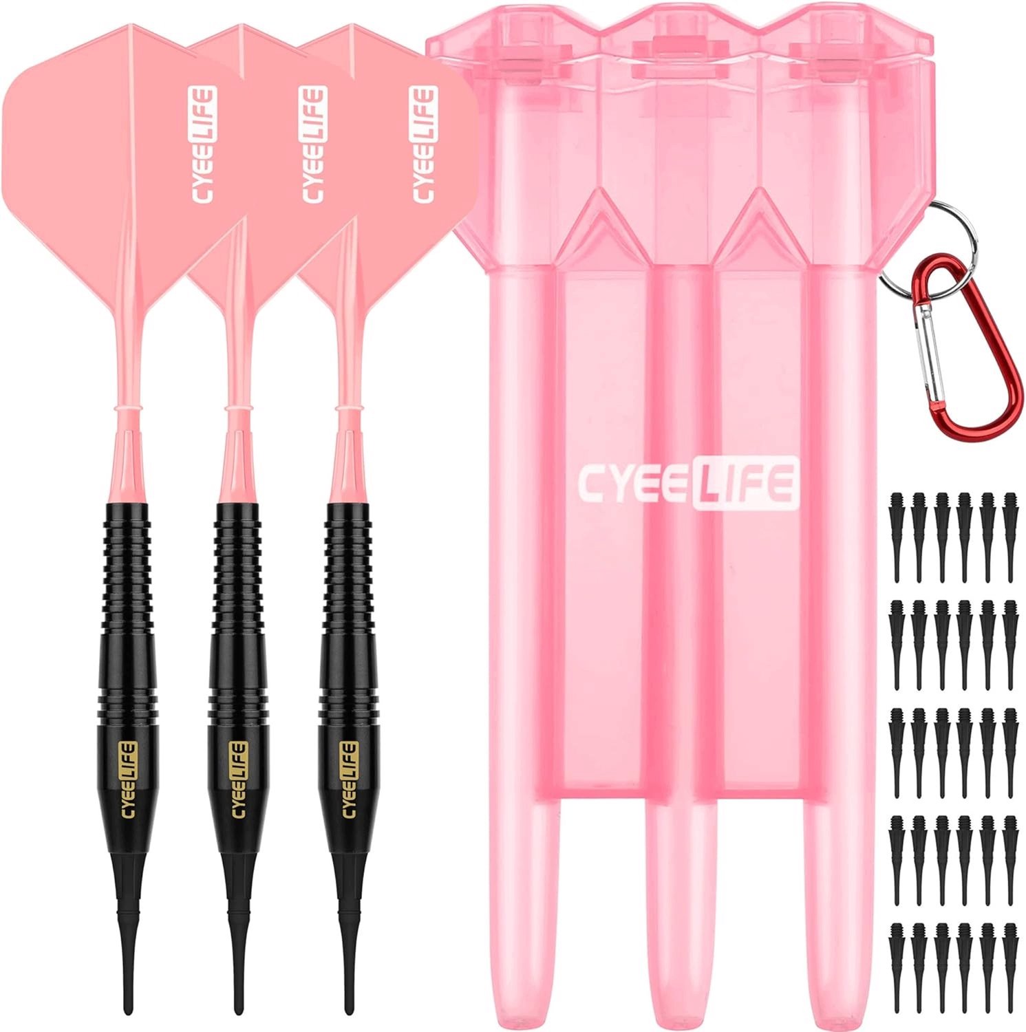 Merkloze Dartpijlen 18g Zacht - 8 Kleuren, Etui & Reservepunten