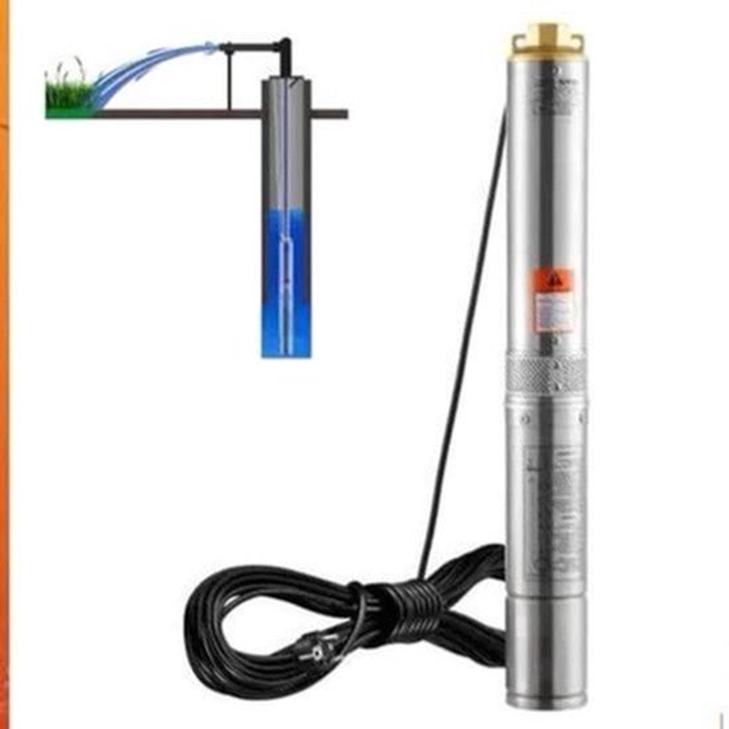 Dompelpomp - Waterpomp - Pomp - 1500W Externe Motor - RVS Waterpomp voor Irrigatie en Industriële Toepassingen - Tuinpomp - Diepwaterpomp - Elektrische