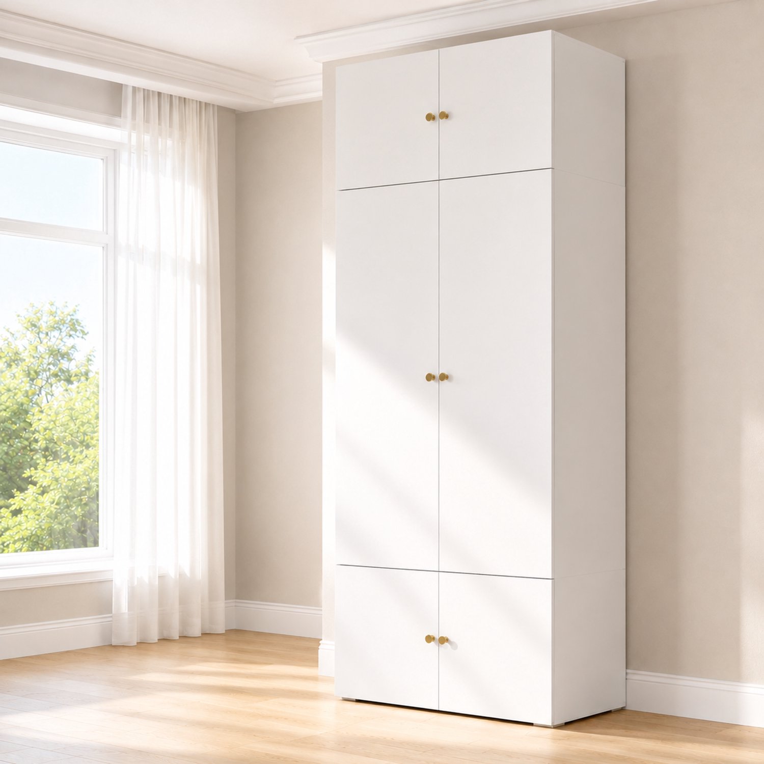 MODENUIT Kledingkast - 1 Kledingroede En 5 Opbergvakken - Voor Slaapkamer - Wit Spaanplaat - 90x50x200 Cm