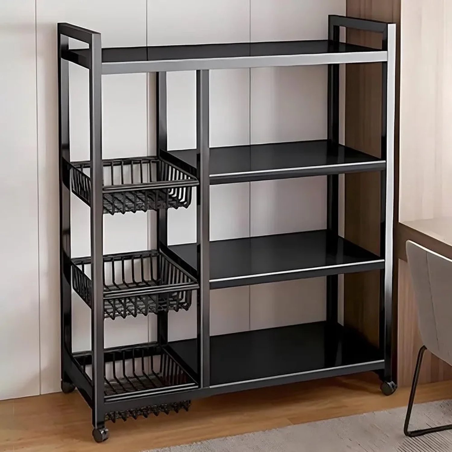 Keuken Opbergrek - Voor Thuis - Multi-tier met Wielen - Zwart