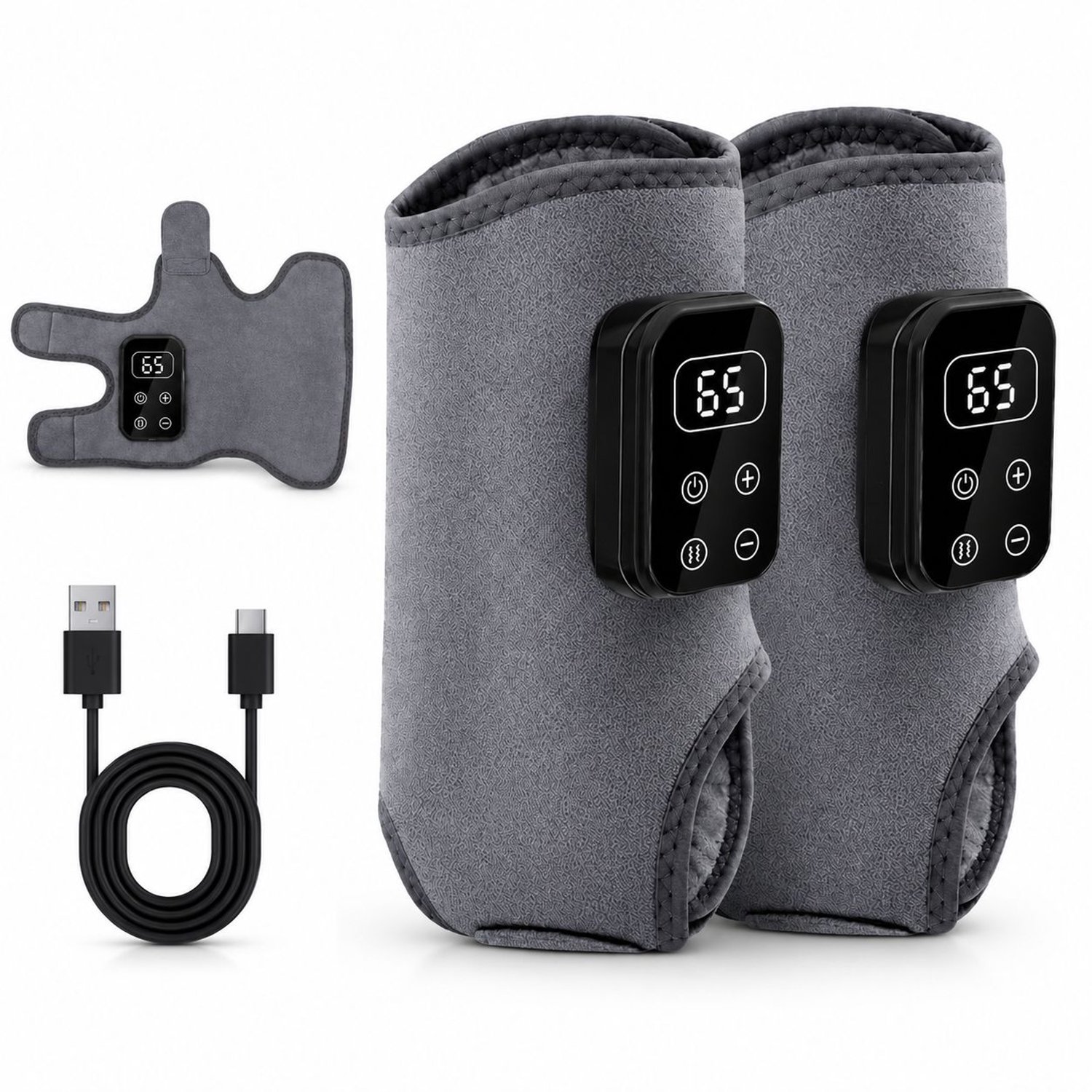 VHV - Voetmassageapparaat - Draadloos Elektrisch Voetmassage Apparaat voor Pijnverlichting & Bloedsomloop - 2 Stuks - 3-in-1 Triple Therapy Foot Massager met 2000mAh Accu - 6 Warmtestanden tot 65°C