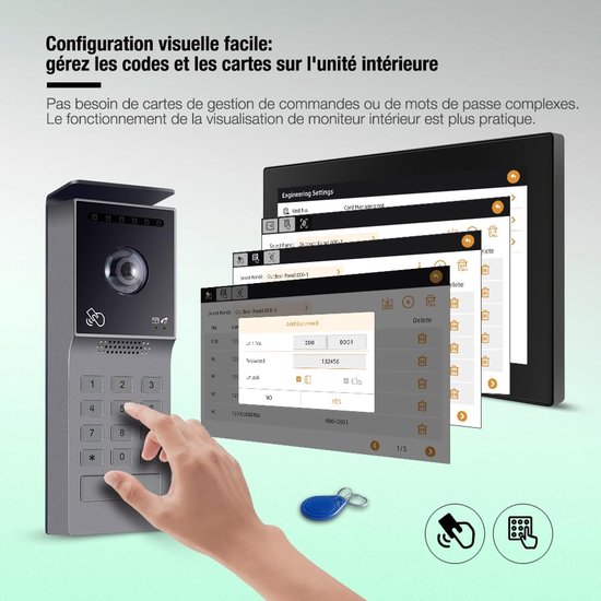 Video Deurbel Bedraad 2-draads - 7 Inch Touchscreen - 1080p HD Camera - Wifi Verbinding - Bidirectionele Audio - Voor Thuisbeveiliging — afbeelding 4