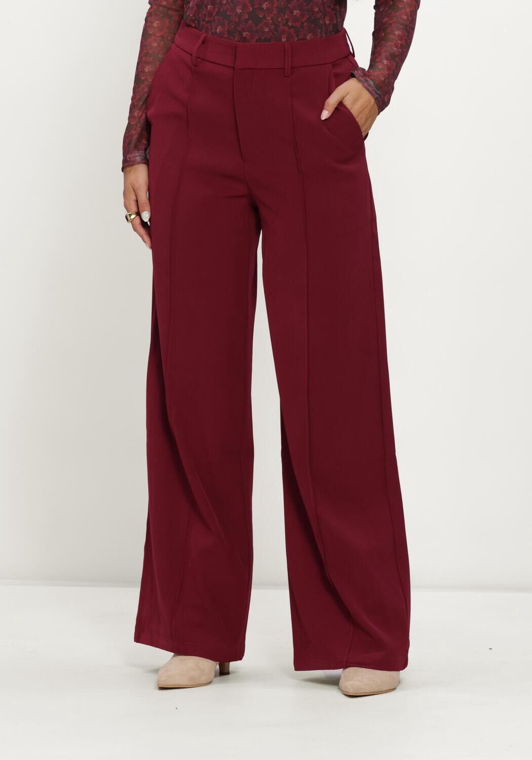 Ydence Pants Geneve Broeken Dames - Bordeaux - Maat M