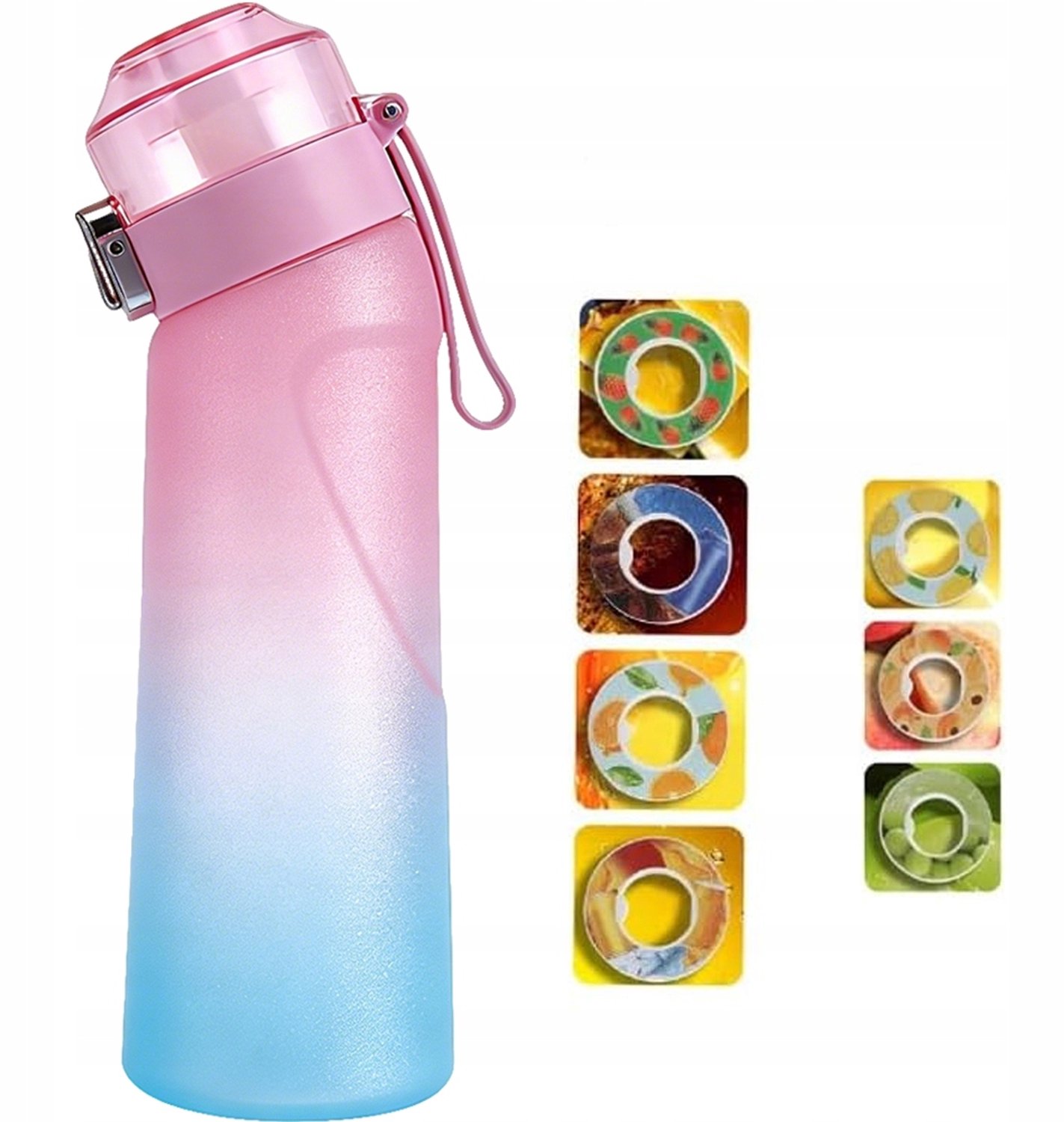 Merkloze Geur Waterfles 650ml met 7 Smaakringen - Hydratatie & Smaak