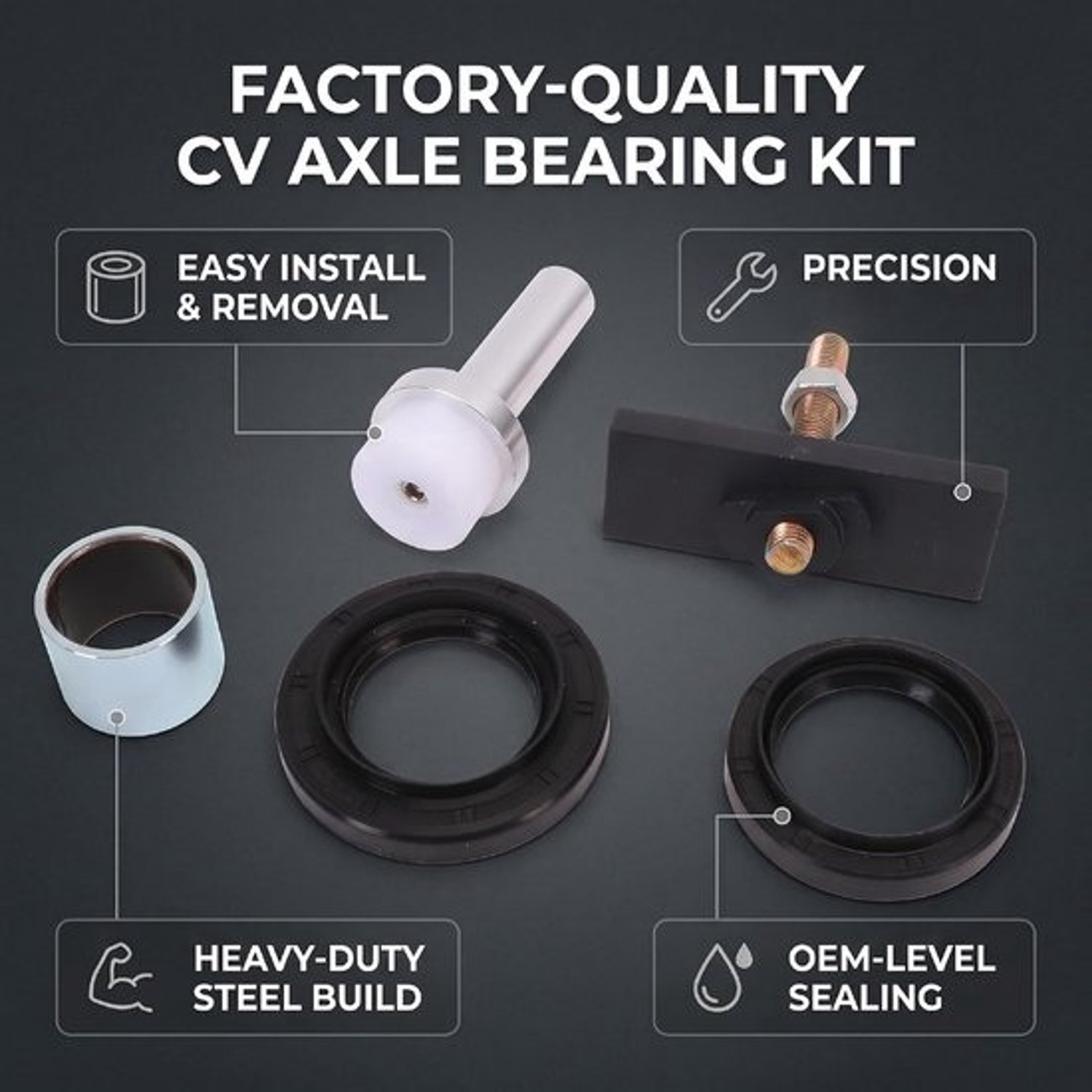 Set lagertrekkers - voor afdichtingen - voor autoreparatie - heavy-duty staal - 8 inch - zilver