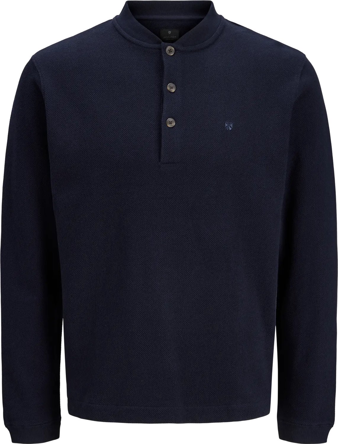 JACK & JONES Hugo henley crew sweat slim fit - heren sweatshirt katoen met O-hals - blauw (night sky)