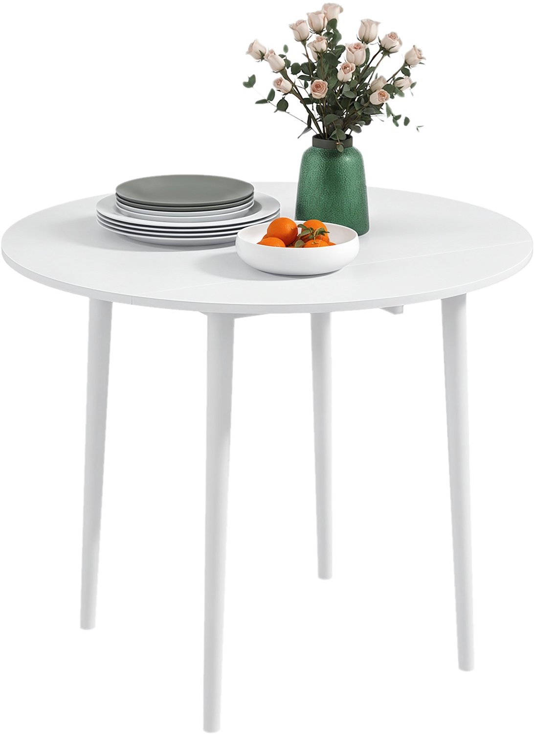 HOMCOM opklapbare eettafel - spaanplaat - 89x89x73,5 cm - wit