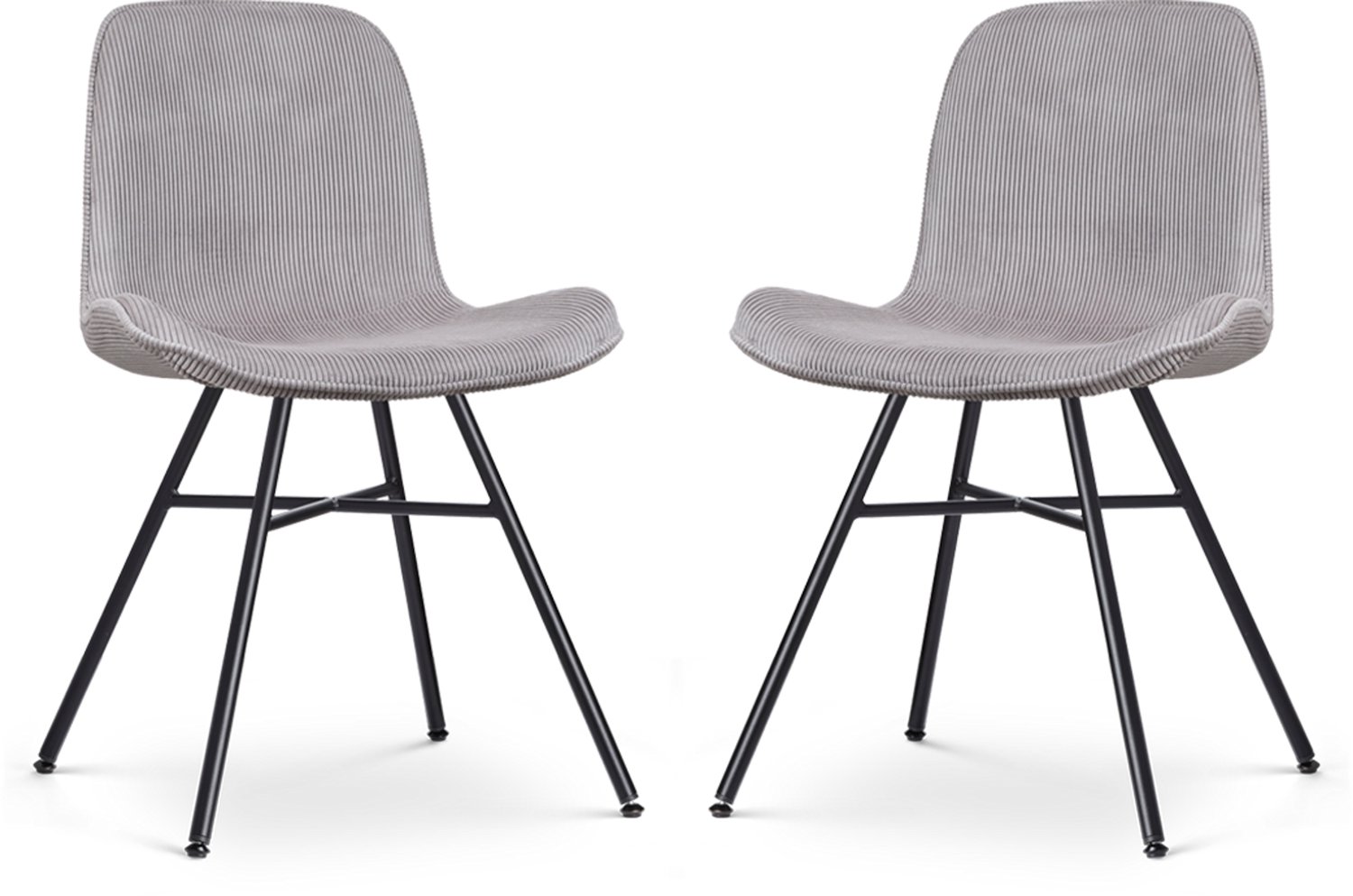 Nolon Noa-Fé Eetkamerstoelen Set van 2 Ribstof Warm Grijs - Stof - Zwart Onderstel - Modern Rib - Warmgrijs - Zwart onderstel