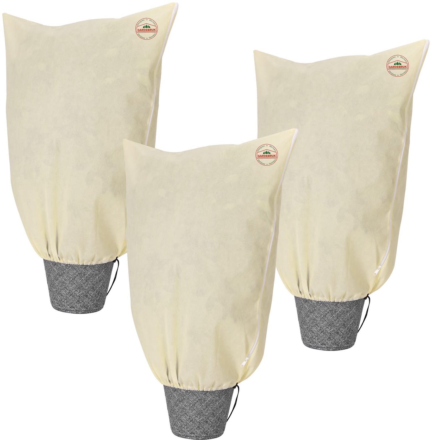 Famanu - Potplantenzakken Set van 3 - Bescherming tegen vorst voor planten - Duurzaam polyester - Beige 3 stuks