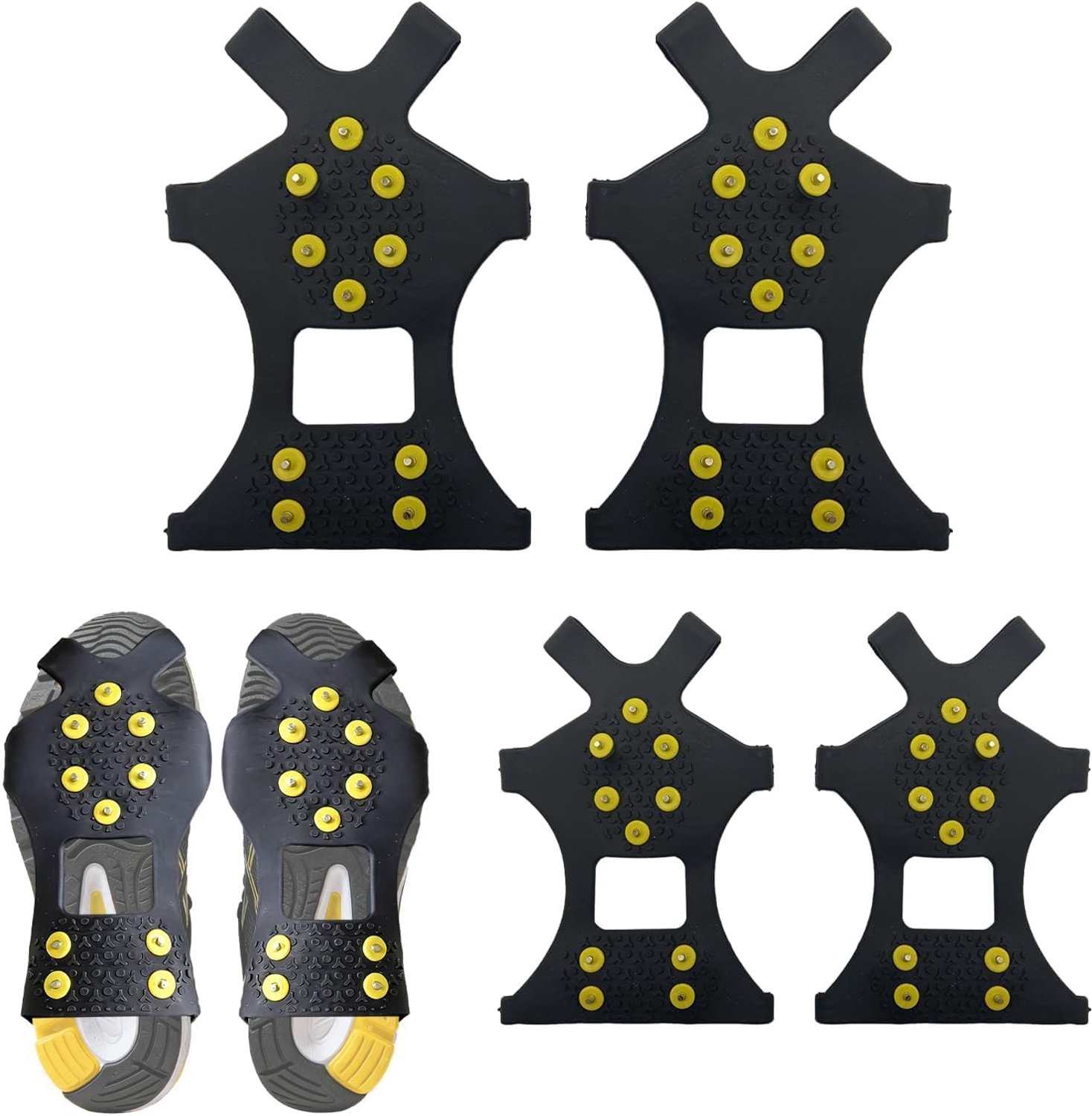 Famanu - Antislip cramponnen voor bergschoenen - Voorkomt uitglijden op ijs en sneeuw - Duurzaam staal en rubber - Zwart 1 stuk