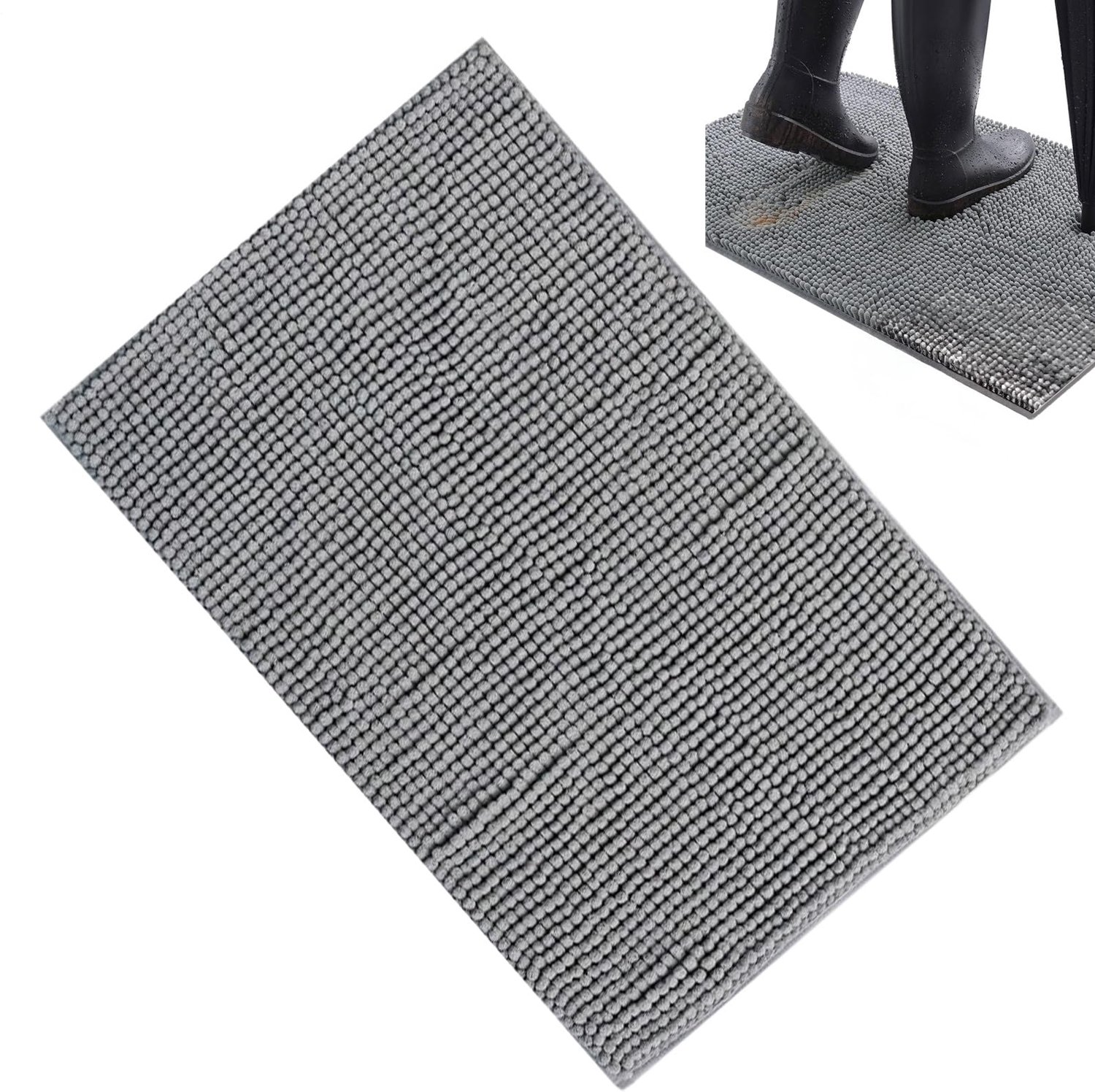 Famanu - Honden Moddermat - Houdt je huis schoon en droog - Absorbeert vocht en vuil - Grijs 1 stuk