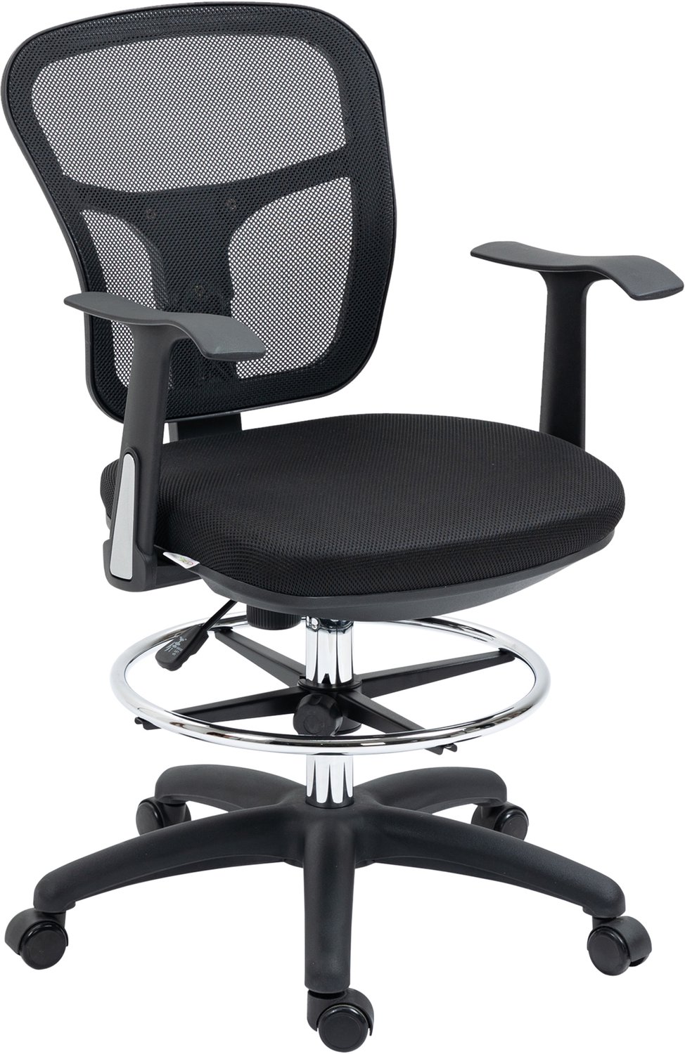 Vinona Ergonomische tekenstoel - Met verstelbare voetsteun, lendensteun en opklapbare armleuningen - 59 x 59 x 95-115 cm - Zwart