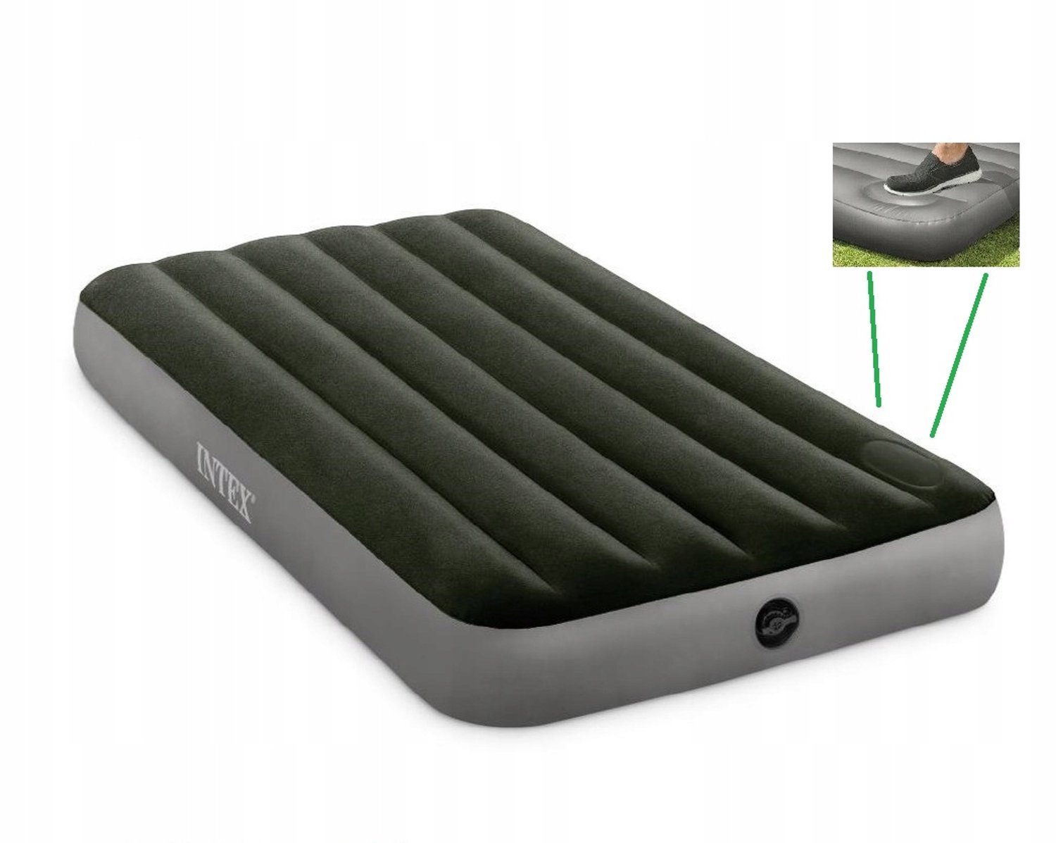 INTEX Luchtbed 191x99x25 cm met Voetpomp - Comfortabel & Draagbaar