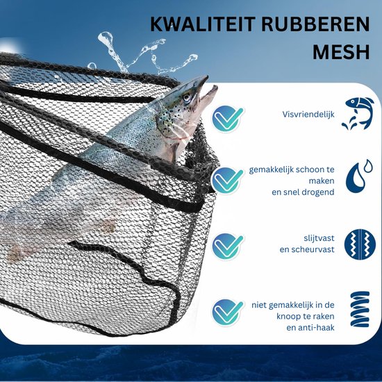 DailySupplies® Schepnet Vissen - Landingsnet Vijver - Karper Zeevisnet - Roofvisnet - Zwart — afbeelding 2