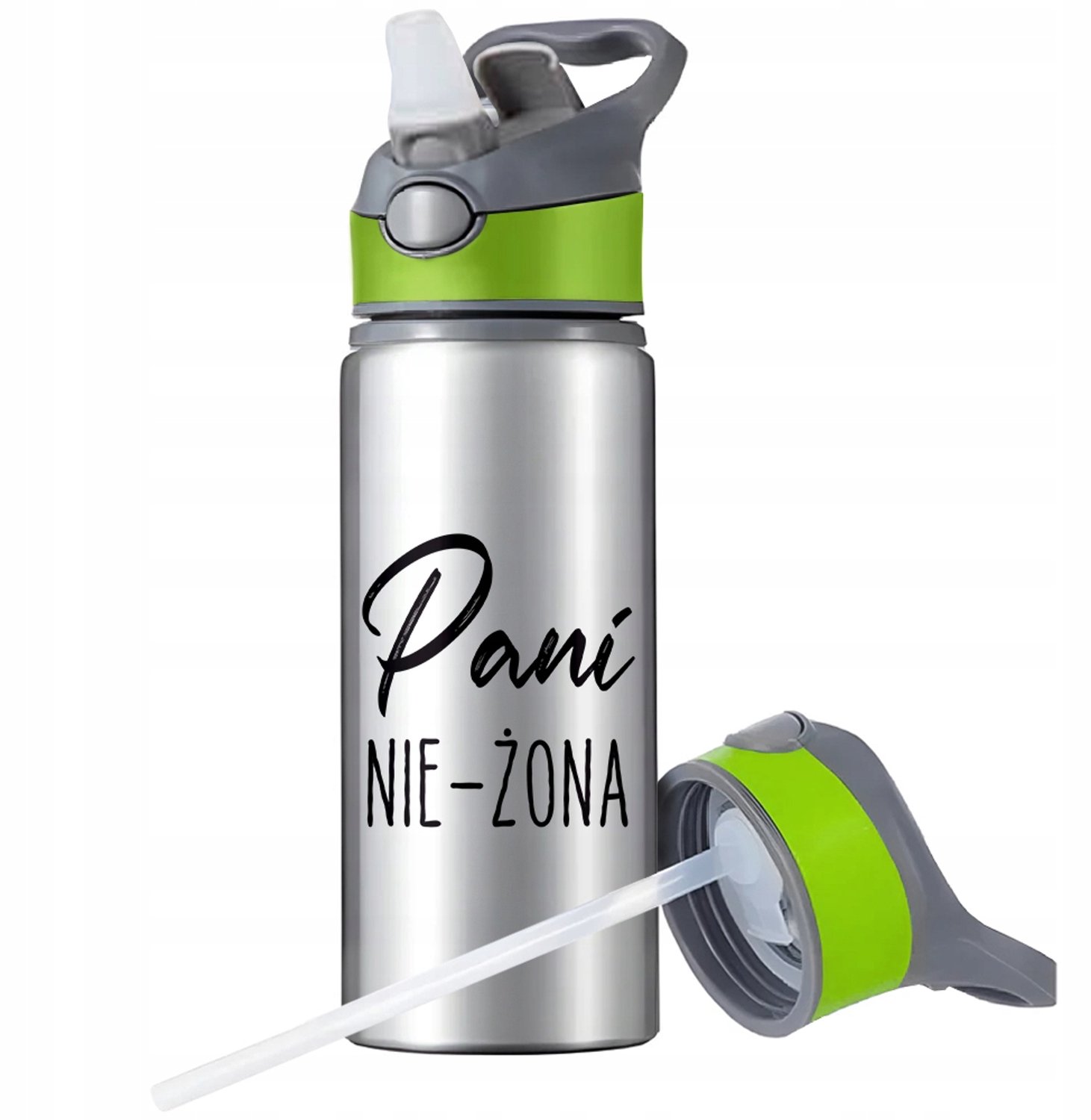 Merkloze Sport Bidon 650ml met Rietje en Handvat - Aluminium