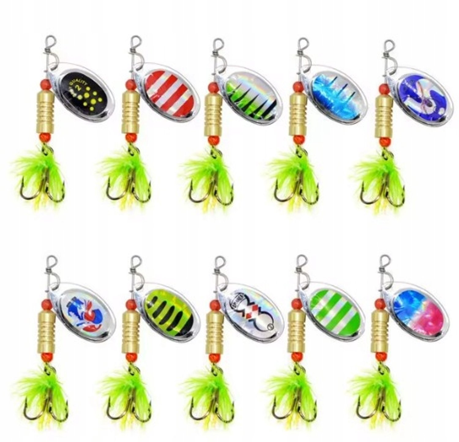 Merkloos Set van 16 Spinner Baits - Visgerei voor Vissers