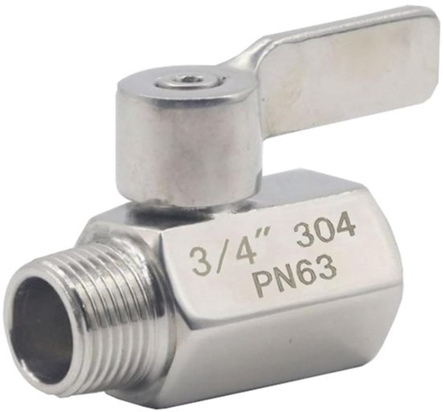 Kogelkraan DN20 - mini-klep 3/4'' - leidingen afsluiten - explosiebestendig ontwerp - 3/4 inch - zilverkleurig