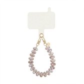 xoxo Wildhearts telefoonkoord met clip - Funky Hearts (Champagne Pearl) - Kort koord - Geschikt voor iPhone - Geschikt voor Samsung - Phone cord met koord clip - Easy Cord - Telefoonketting - Hartjes koord voor telefoon - Champagne / Parelmoer