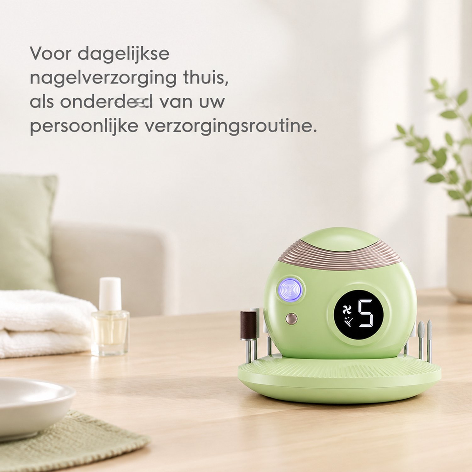 elektrische nagelknipper - Lichtgroen, nettogewicht 105g - Minimalistisch ontwerp - Voor dagelijks gebruik thuis - Met datakabel, handleiding en accessoires