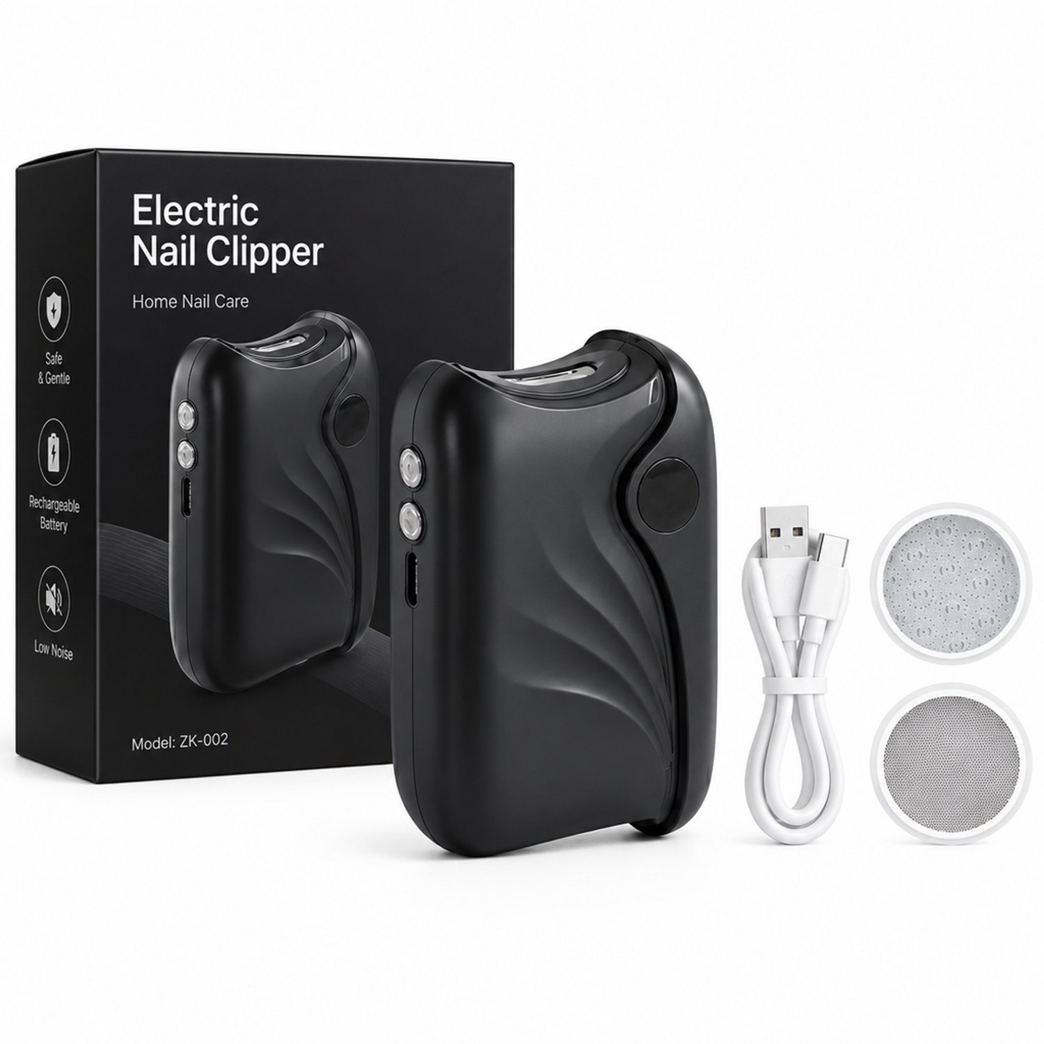 elektrische nagelknipper - voor thuisgebruik - 200 g - zwarte Engelstalige verpakking - kleurendoos