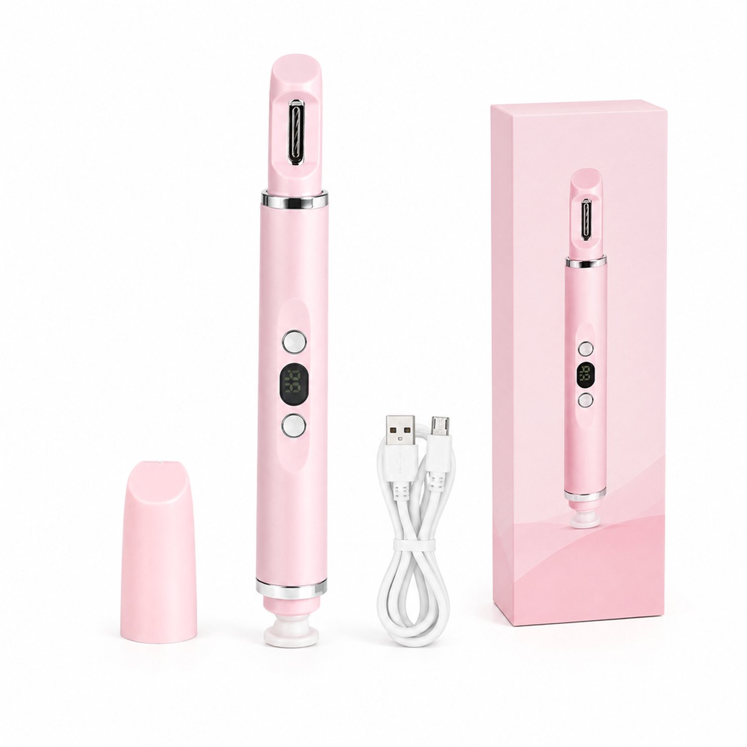 Elektrische nagelknipper - 4-in-1 - nagels knippen en vijlen, haar trimmen en voetverzorging - roze - 1 stuk