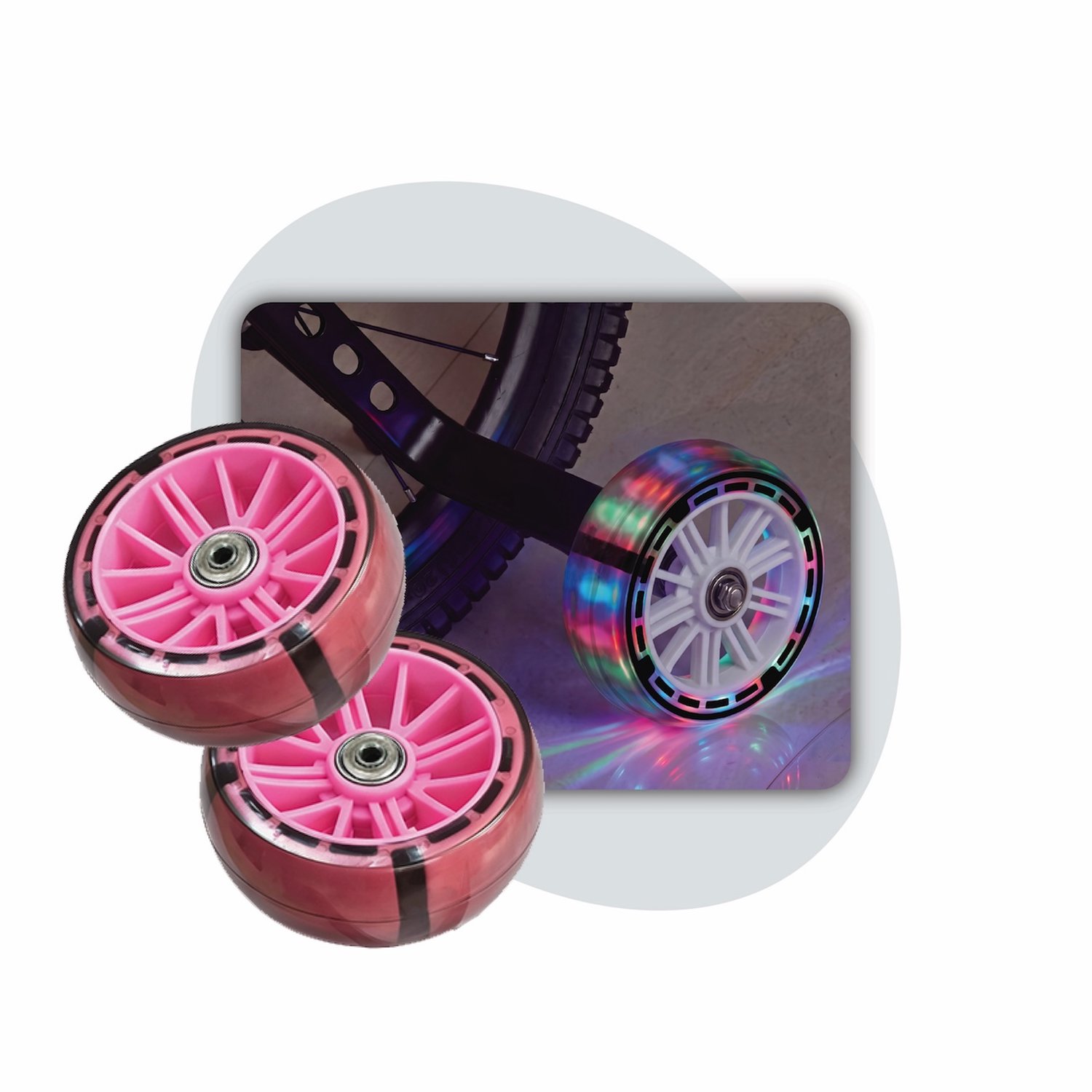 Voltano Zijwieltjes LED Verlichting Steady XL - Roze - 12-20 Inch - Verstevigd Staal - Zijwielen Voor Kinderfiets