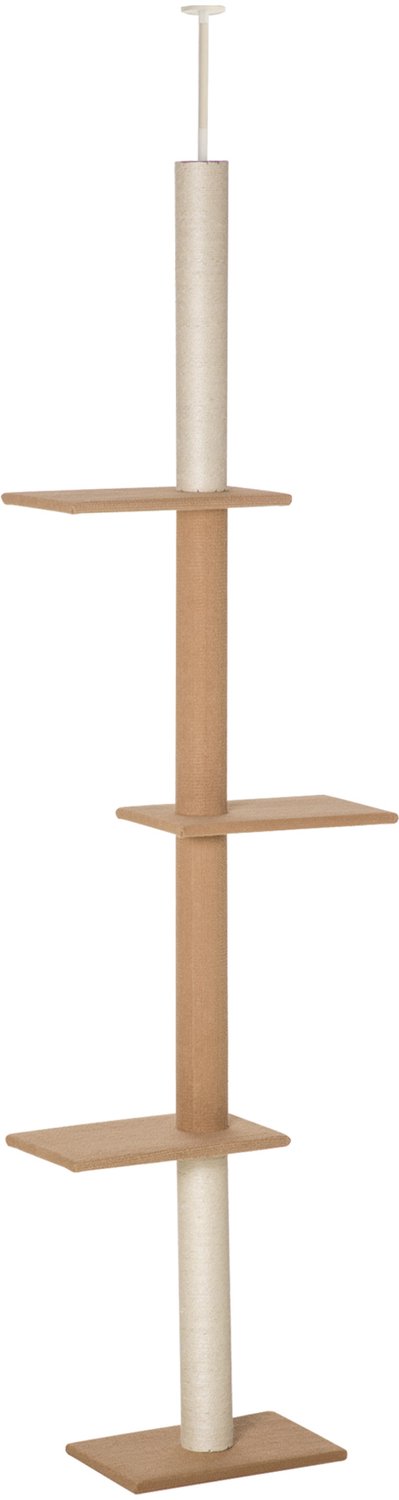 Pawona Plafondhoge krabpaal - Met 4 platformen en verstelbare hoogte - 43 x 27 x 228-260 cm - Khaki