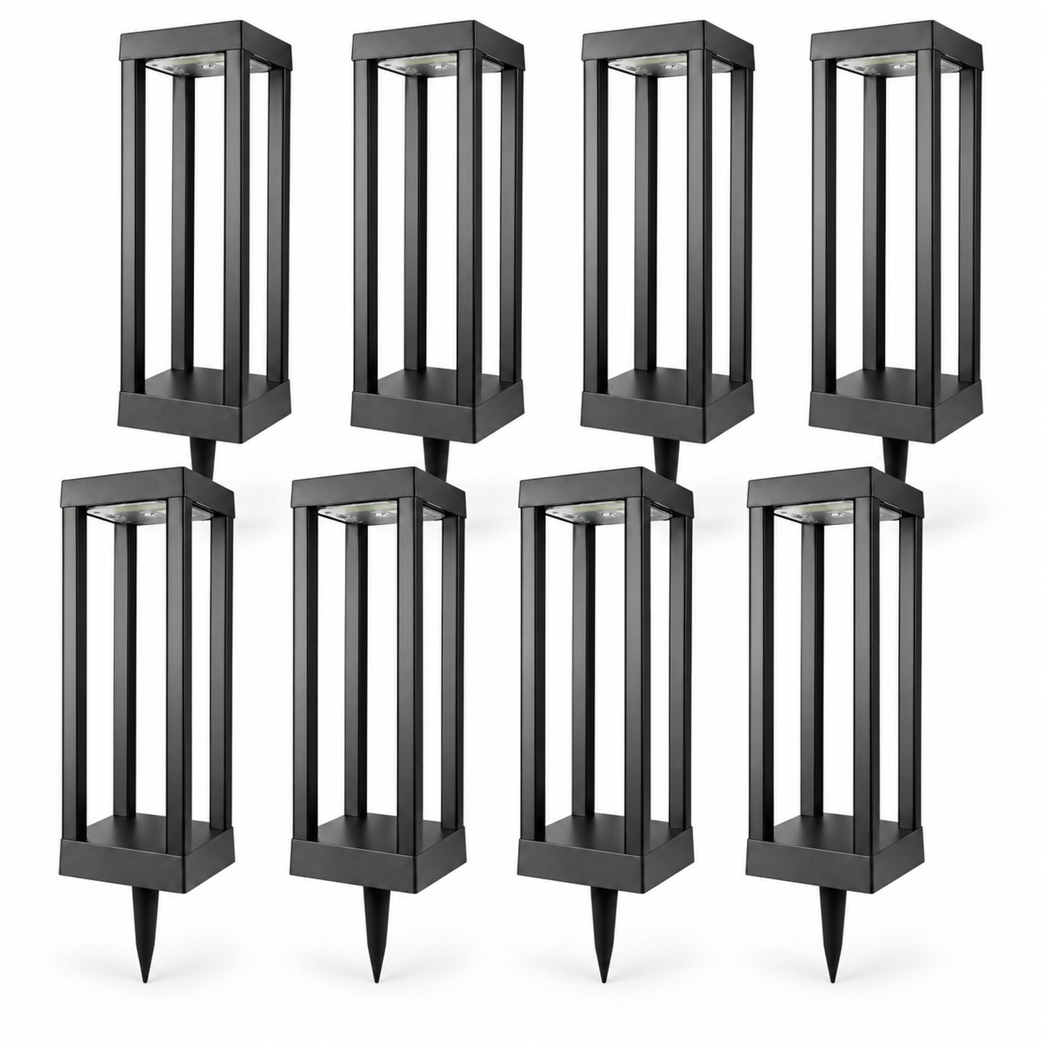 Solar Tuinlampen - 8 Stuks - Open Rechthoek - 46 cm - Zwart