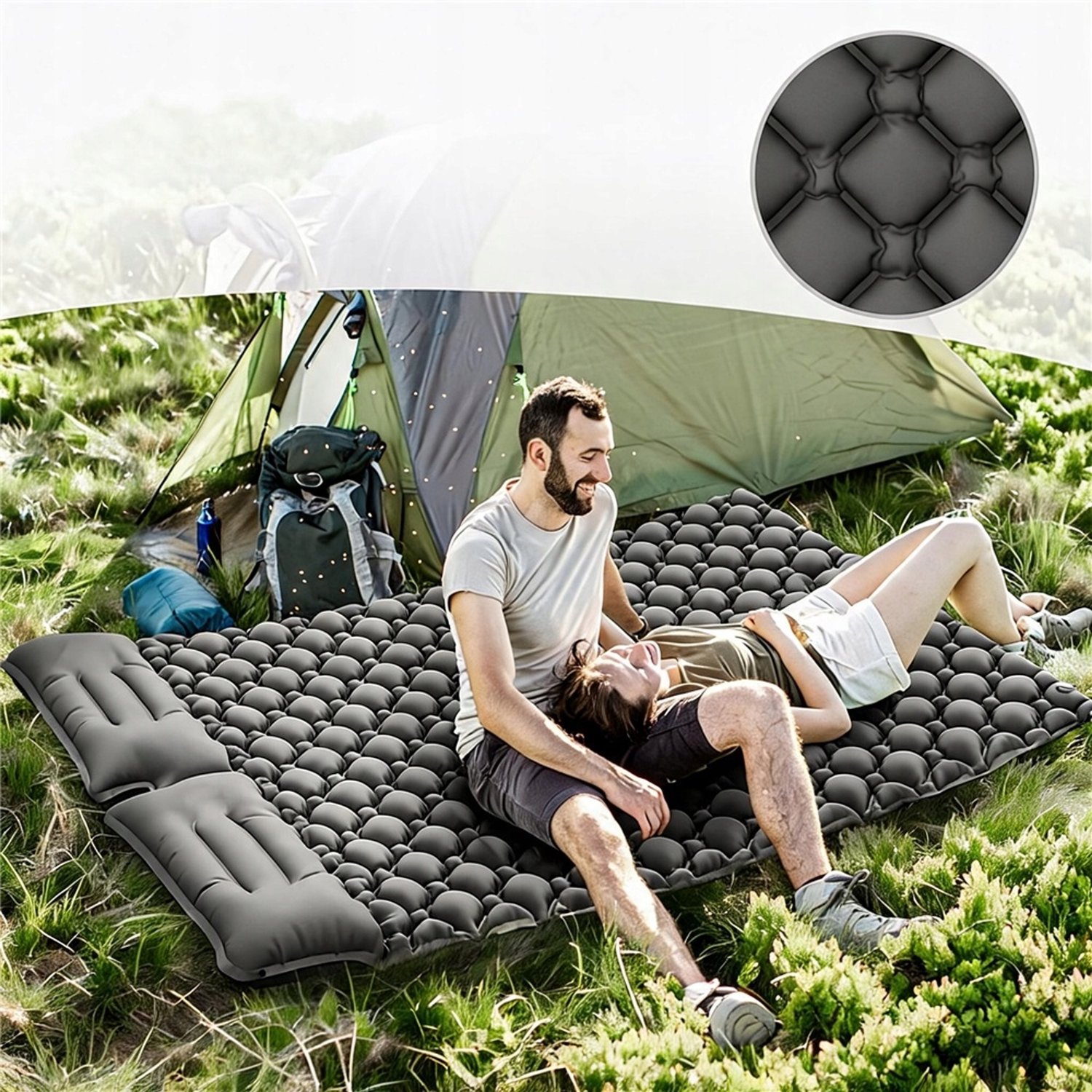 Comfortabele Kampeerluchtbed 195x120cm met Voetpomp - Snel Opgeblazen
