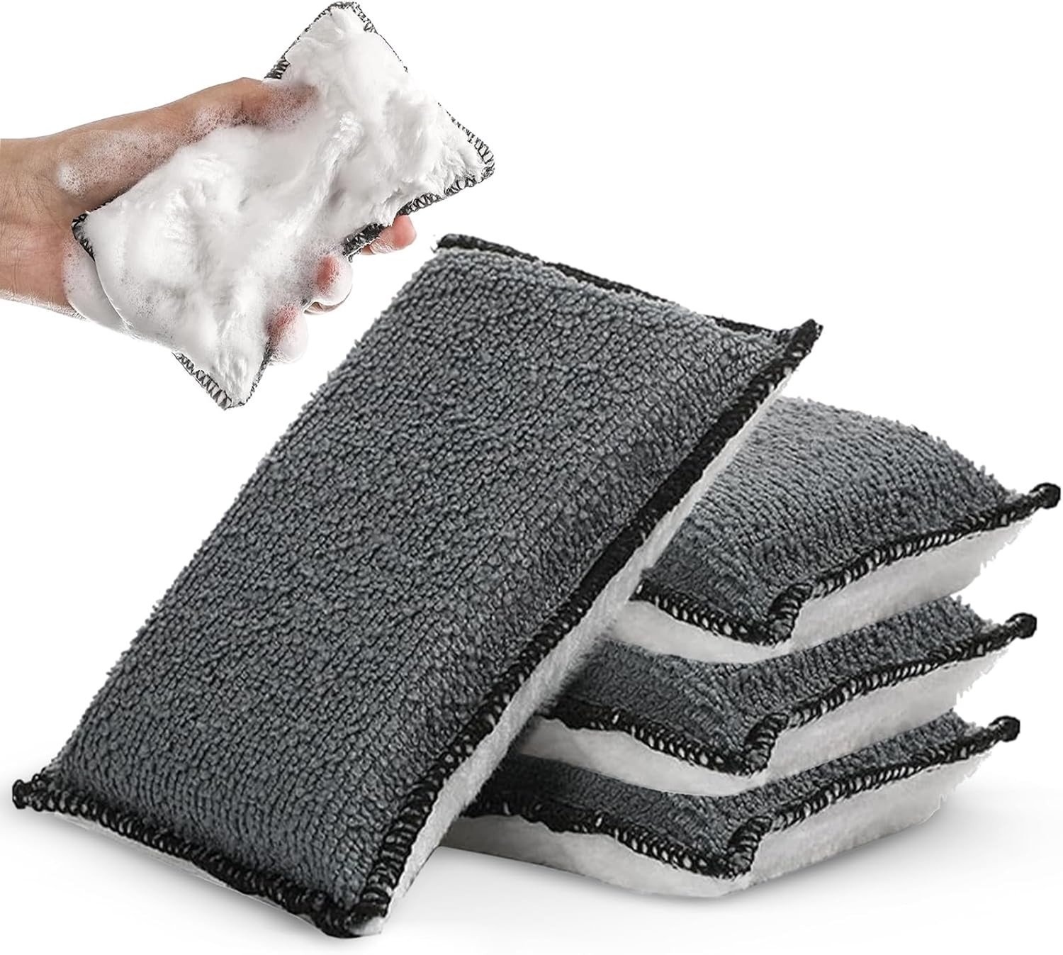 Set van 4 Microvezel Auto Sponsen voor Interieurreiniging, Wasbare Schoonmaakpads voor Wax en Polijstmiddelen, 12.5 x 7.5 cm