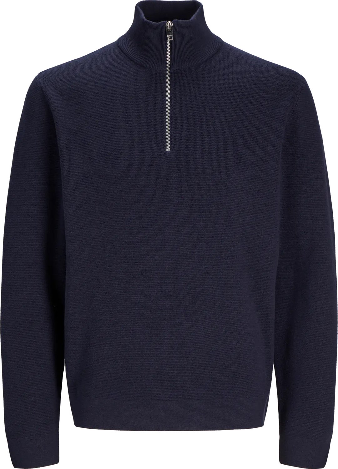 JACK & JONES Milano stitch knit half zip regular fit, heren pullover katoen met opstaande boord met rits, blauw (night sky)