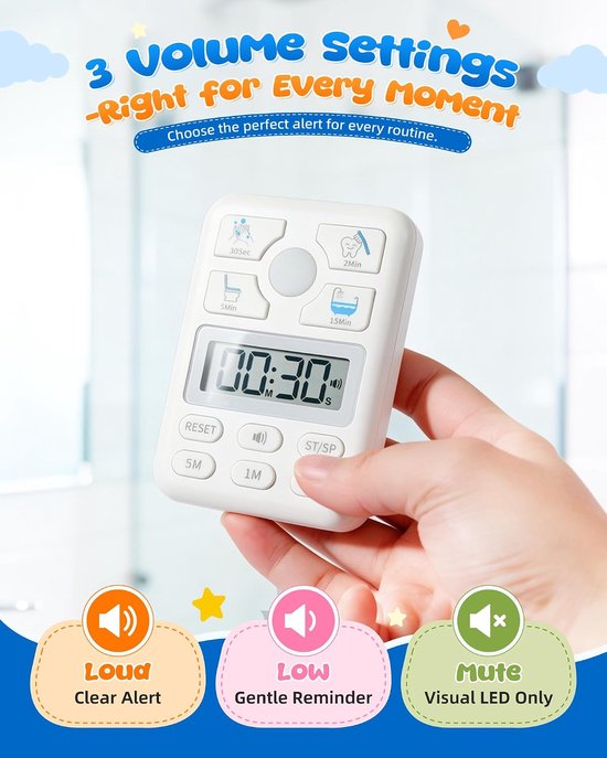 Timer voor Kinderen 4 in 1, Rood Groen Licht, Borstelen Potty Douche Timer — afbeelding 3