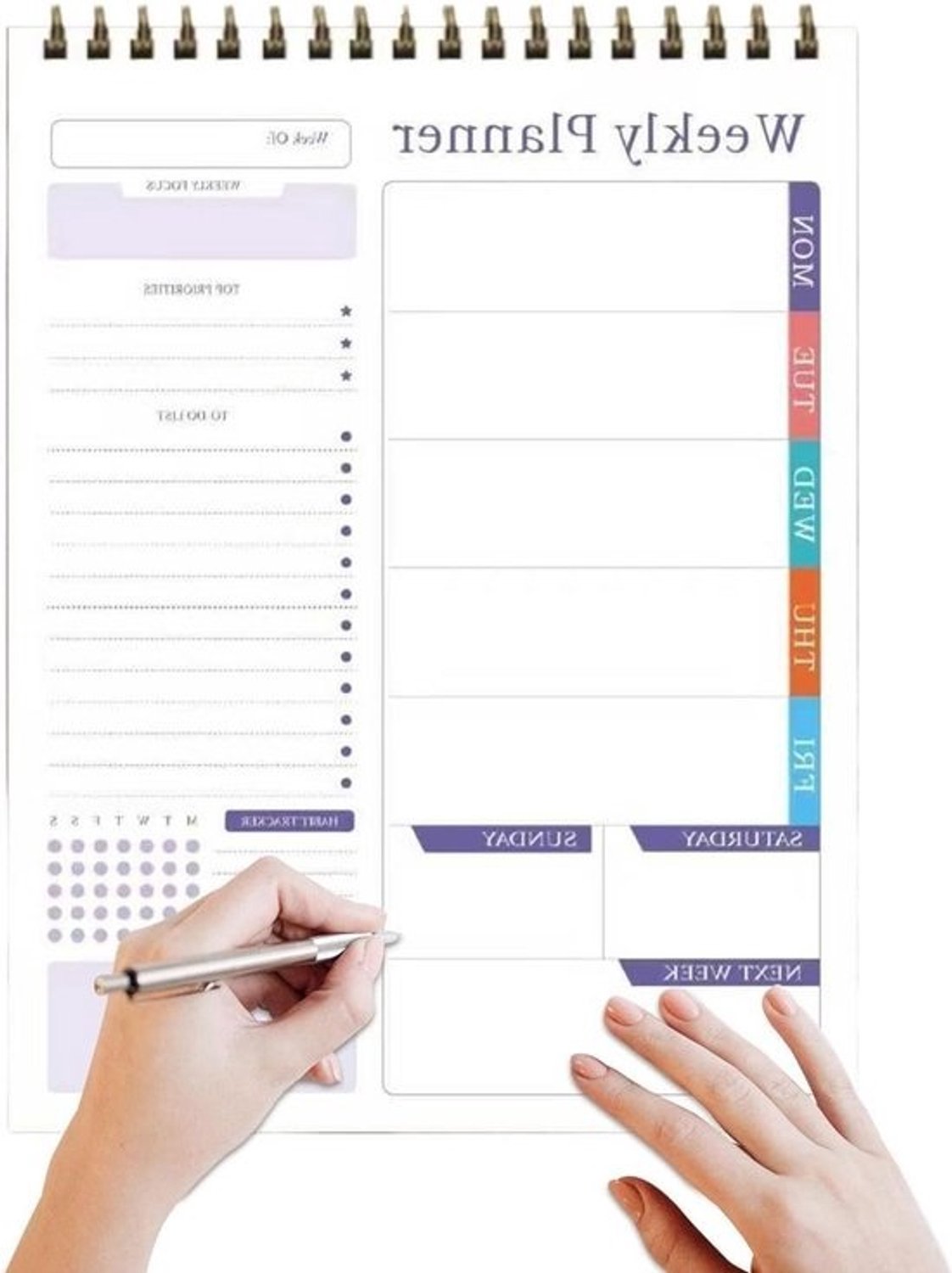 Weekplanner Notitieblok - Agenda Boek - Dagelijkse planning - Ongedateerde spiraalbinding - 28 x 22 cm - B