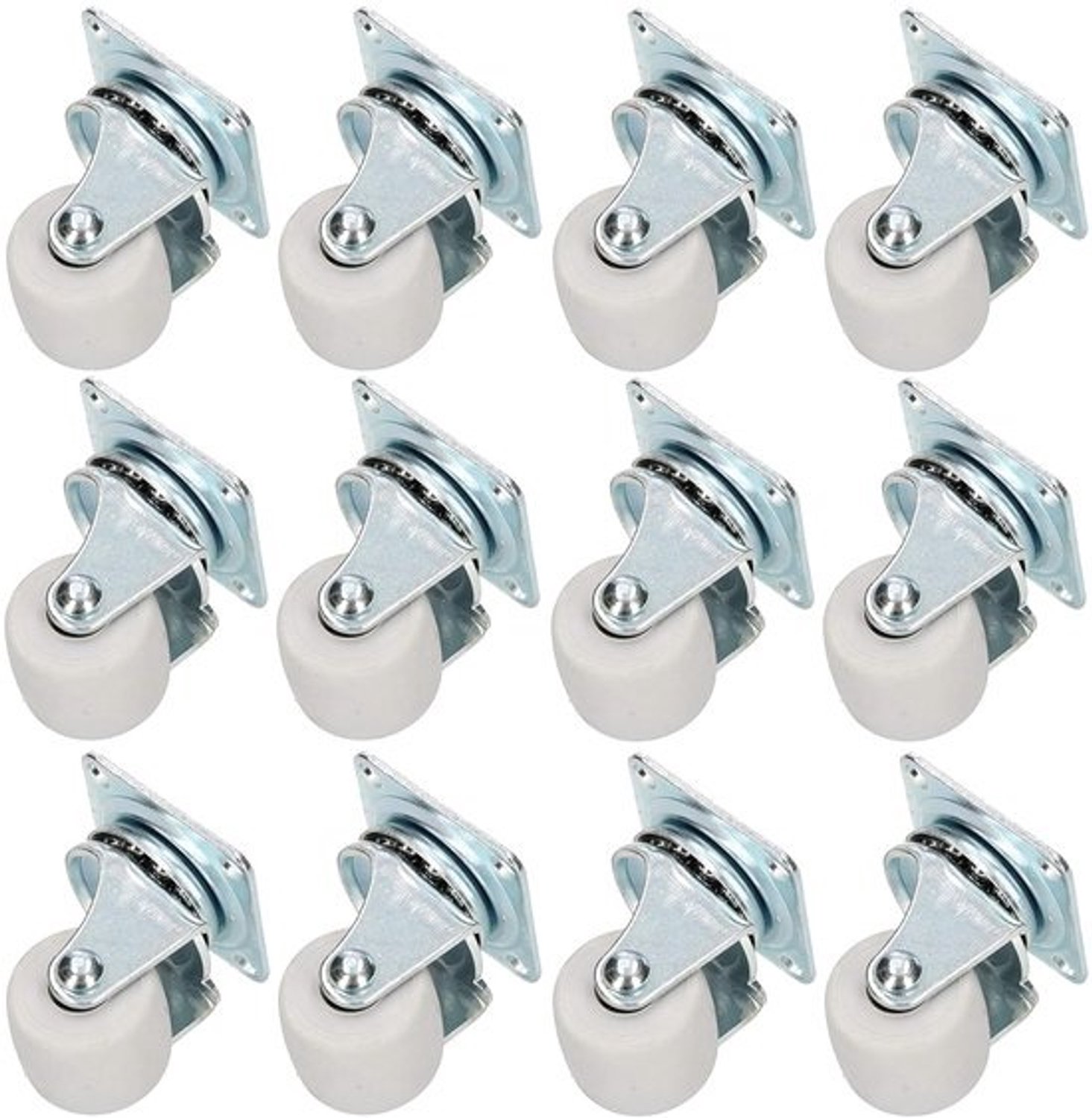 Meubelwielen 12 stuks - Transportrollen - Meubels verplaatsen - Voor alle vloeren - Diameter 30mm - Zilver
