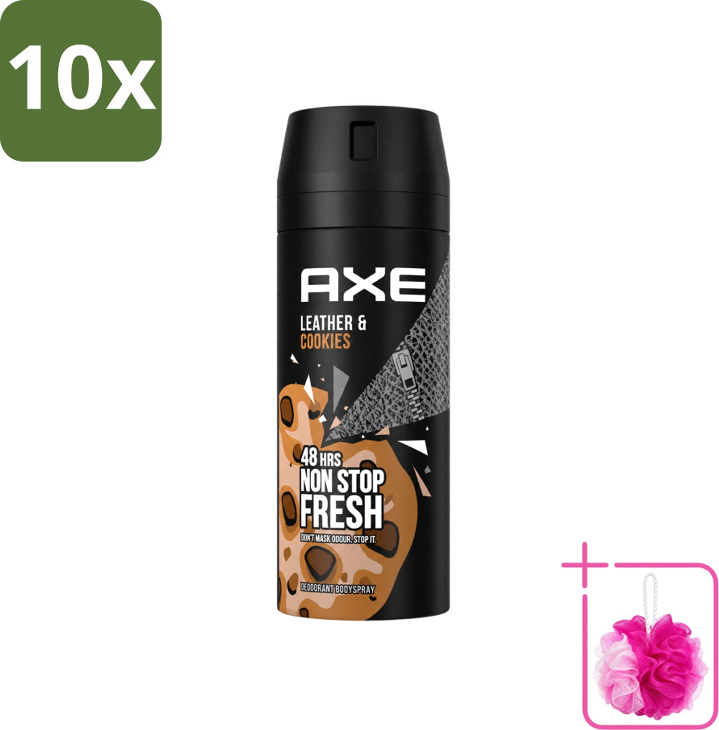10 x Axe - Deodorant Bodyspray - 48hrs Fresh - Leather & Cookies - 150 ml - Bulkverpakking - Deodorant - Douchemop - Bodyspray
