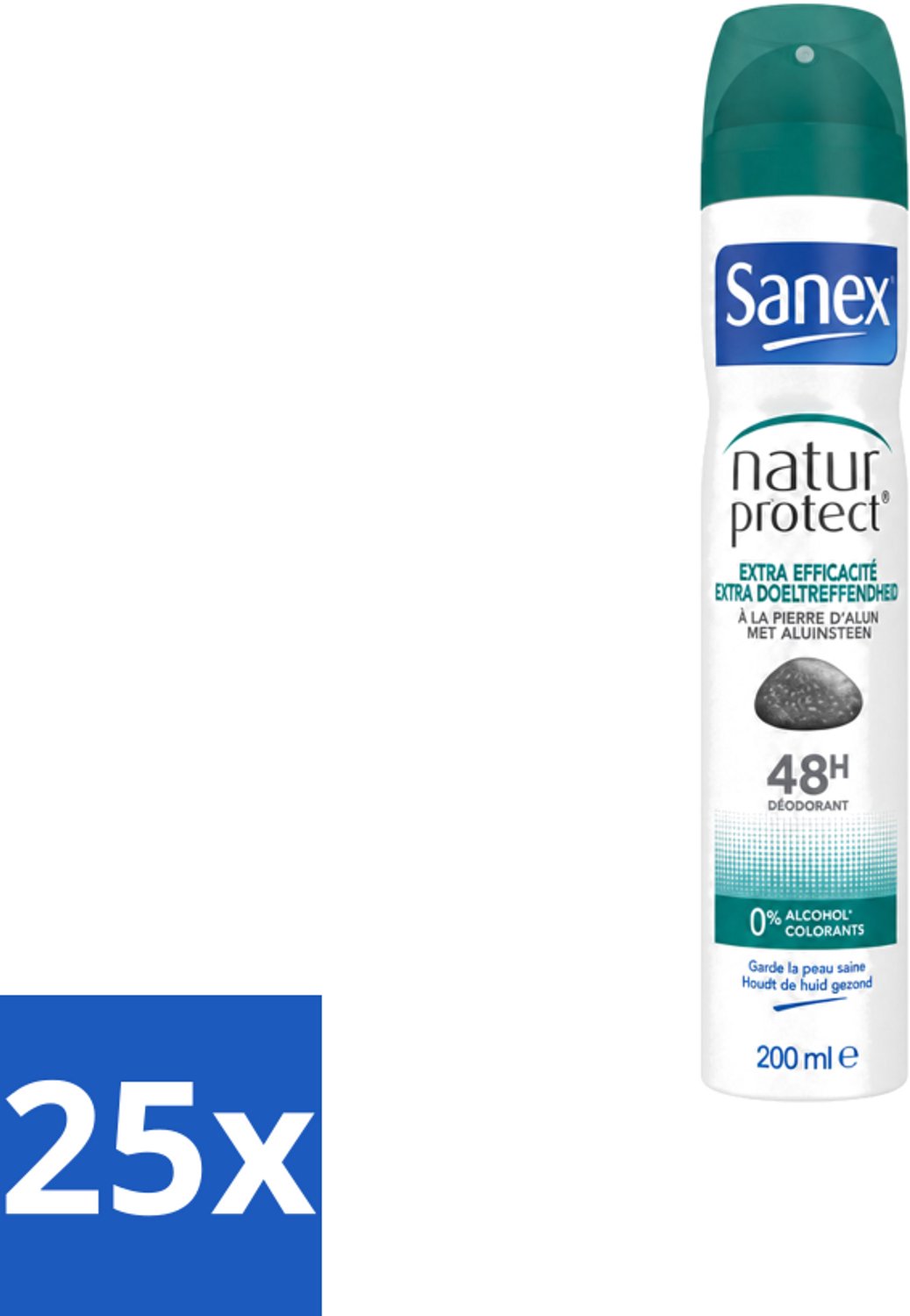 25 x Sanex – Deodorant Spray – Aluinsteen – 200 ml - Voordeelverpakking - 25 stuks